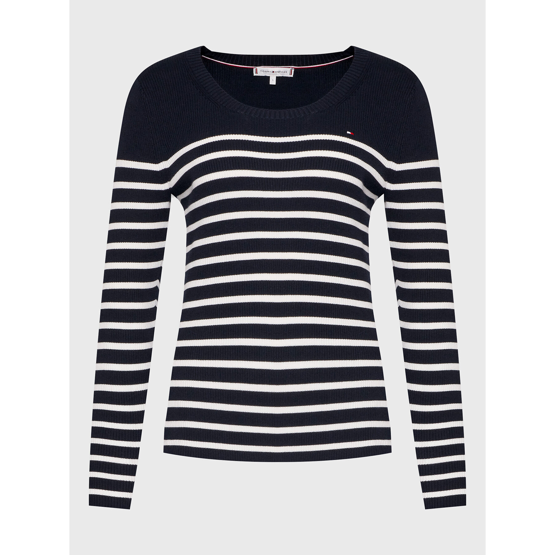 Tommy Hilfiger Пуловер Striped WW0WW35259 Тъмносин Slim Fit - Pepit.bg