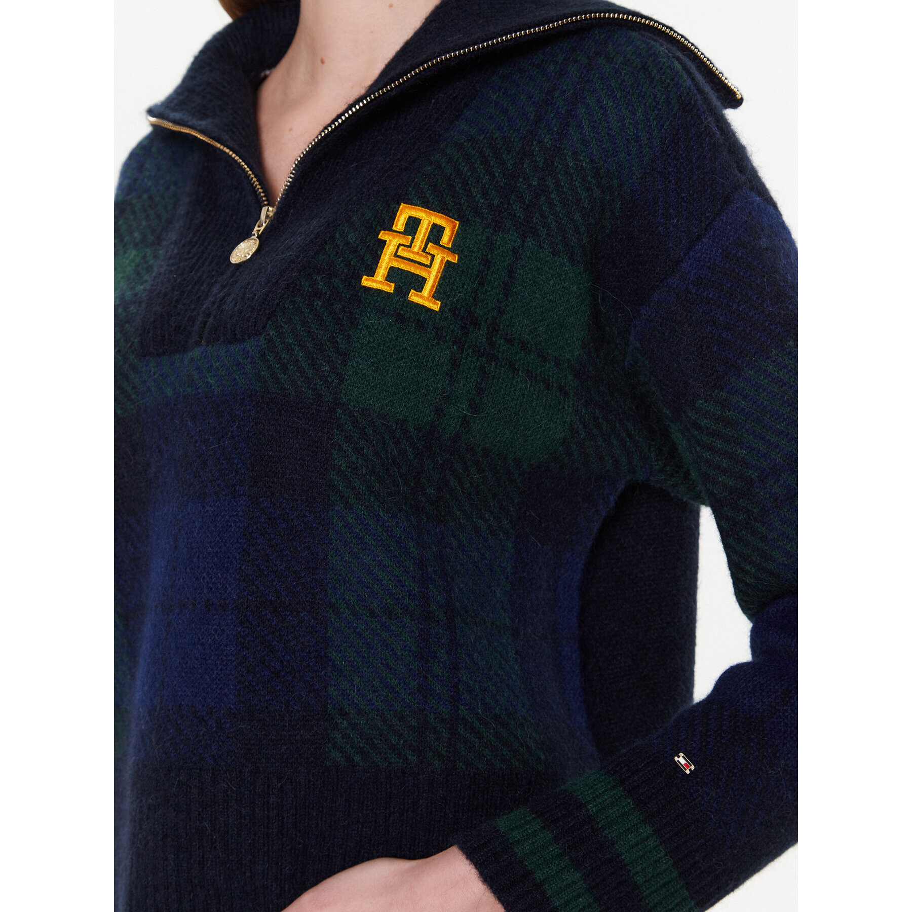 Tommy Hilfiger Пуловер Tartan WW0WW38265 Тъмносин Regular Fit - Pepit.bg