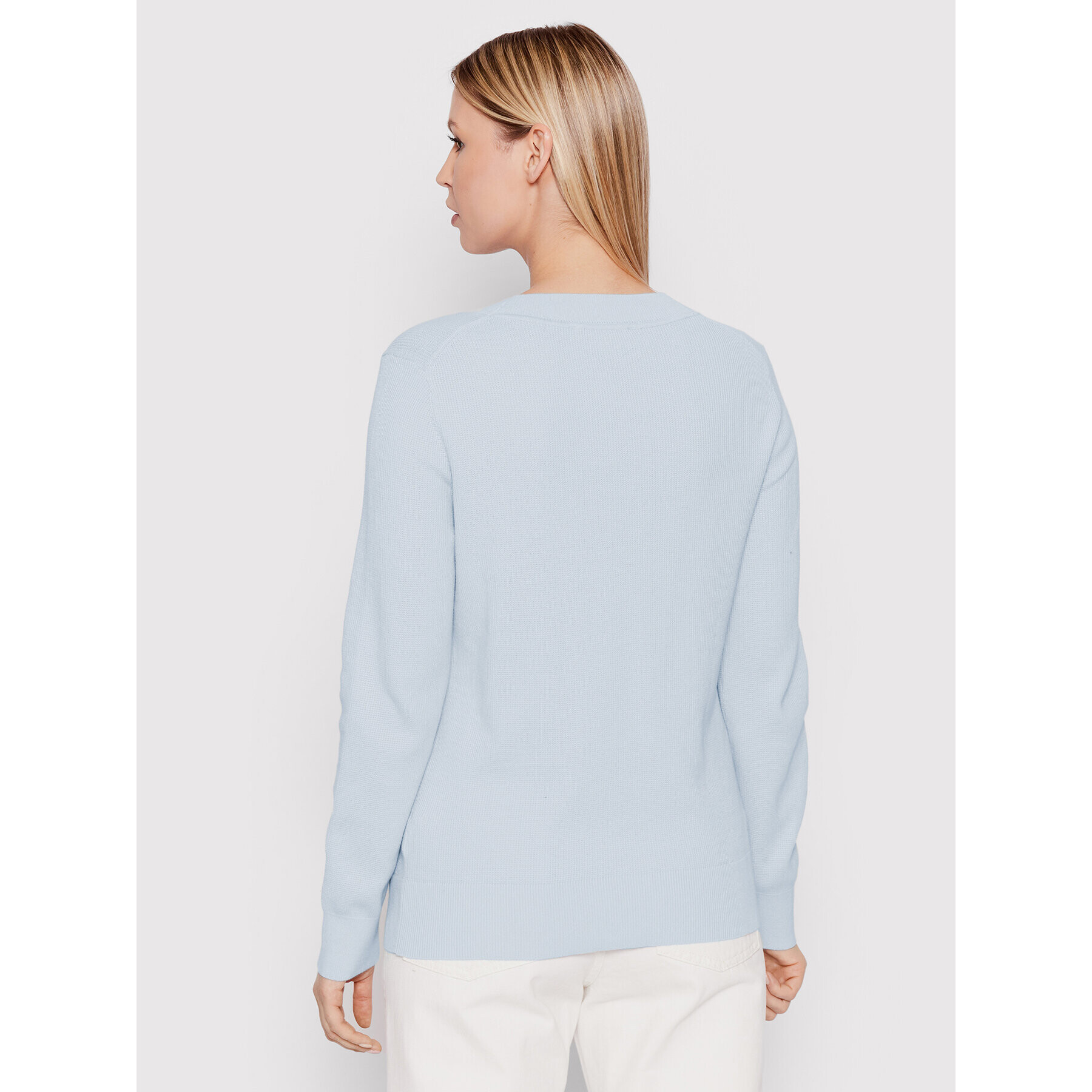 Tommy Hilfiger Пуловер Textured V-Neck WW0WW33724 Син Regular Fit - Pepit.bg