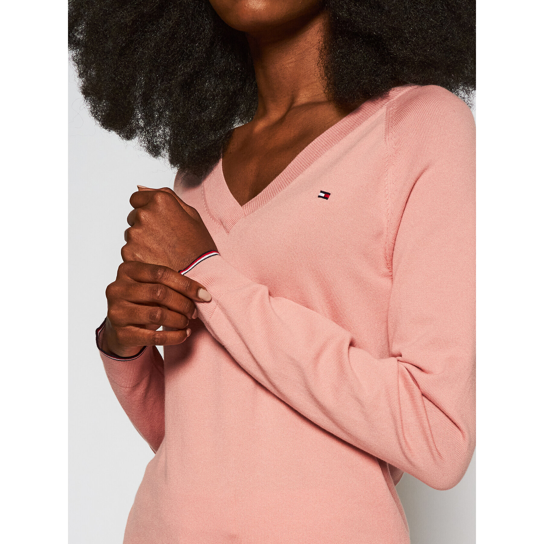 Tommy Hilfiger Пуловер V-Neck WW0WW29875 Розов Regular Fit - Pepit.bg