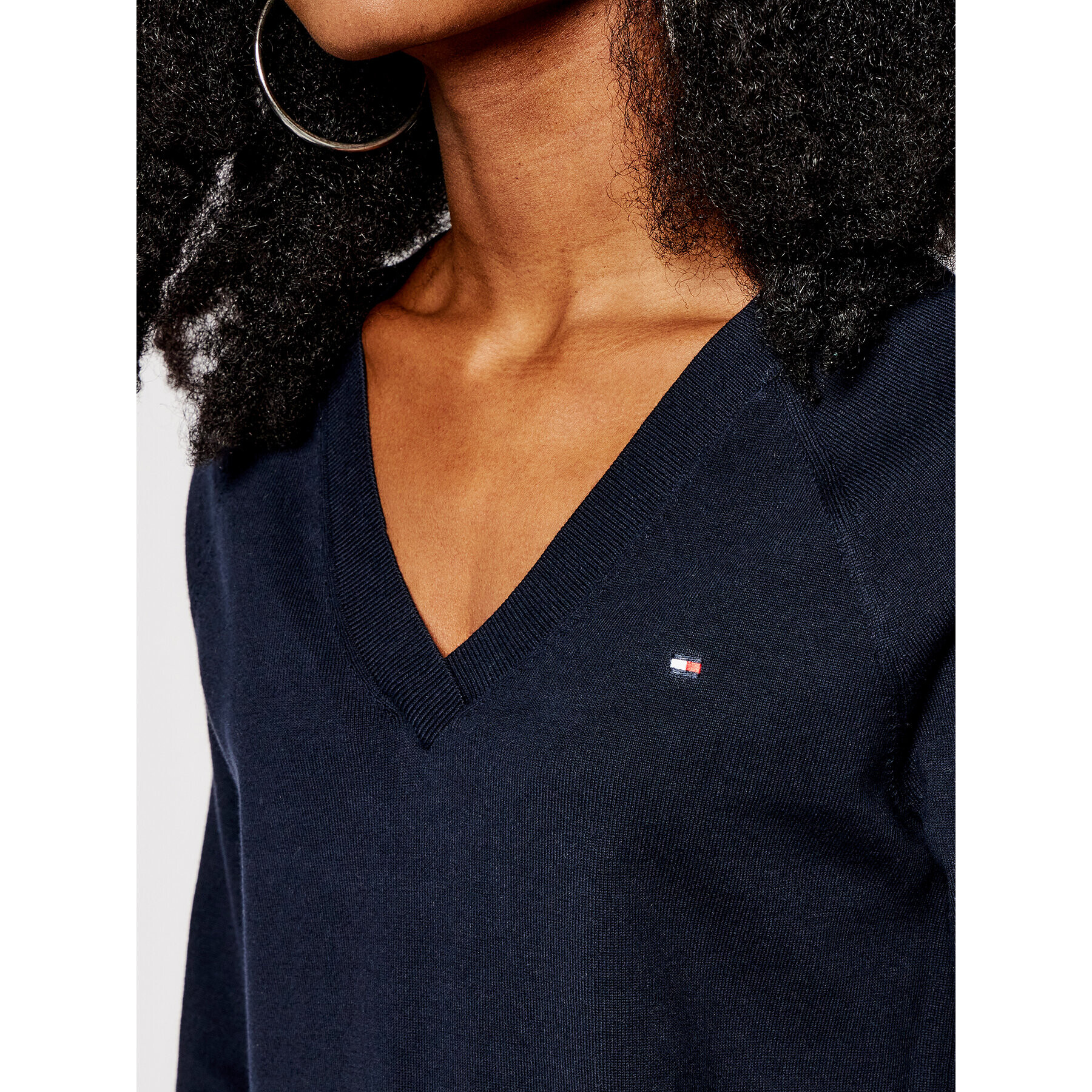 Tommy Hilfiger Пуловер V-Neck WW0WW29875 Тъмносин Regular Fit - Pepit.bg