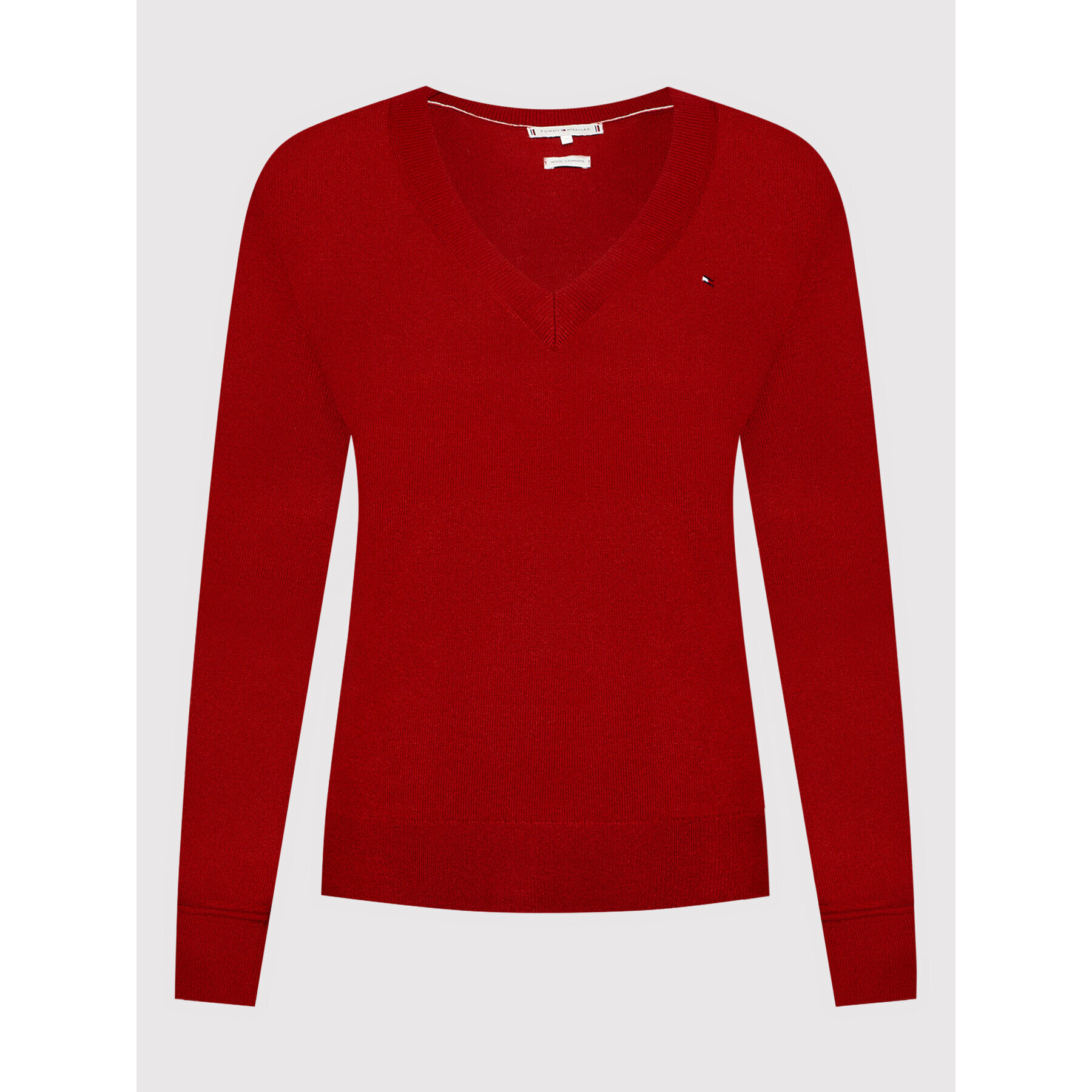 Tommy Hilfiger Пуловер Wool Cashmere V-Neck WW0WW31563 Бордо Regular Fit - Pepit.bg