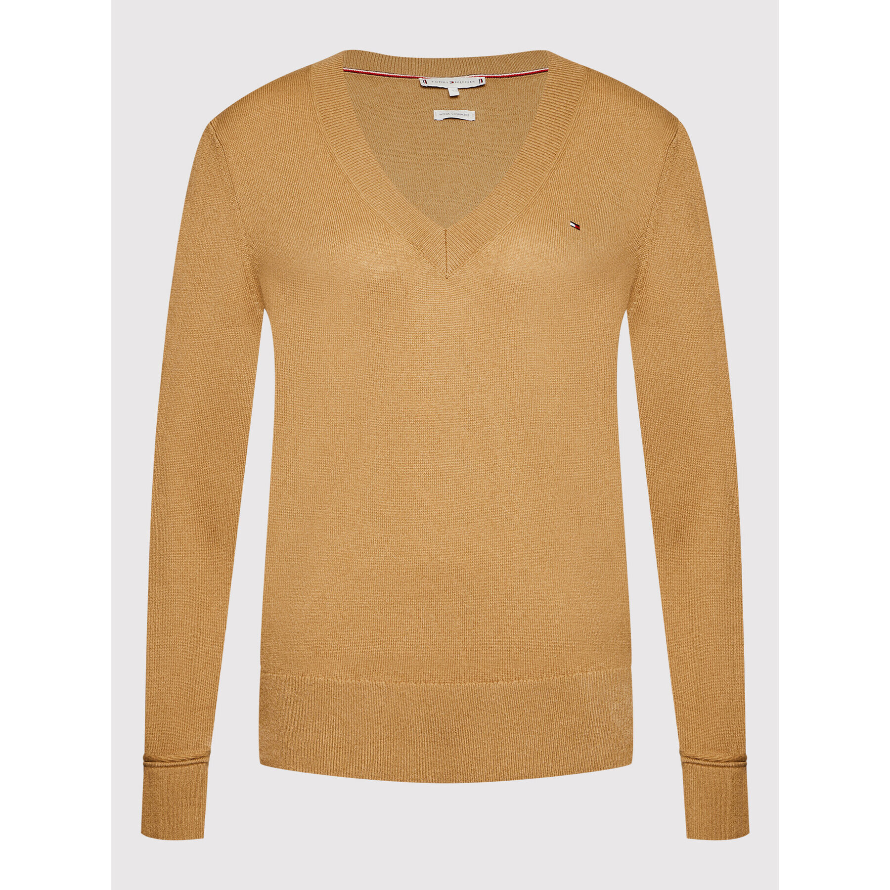 Tommy Hilfiger Пуловер Wool Cashmere V-Nk WW0WW31563 Кафяв Regular Fit - Pepit.bg