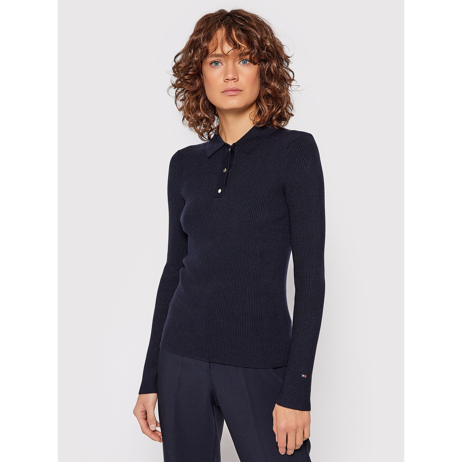 Tommy Hilfiger Пуловер WW0WW29461 Тъмносин Slim Fit - Pepit.bg