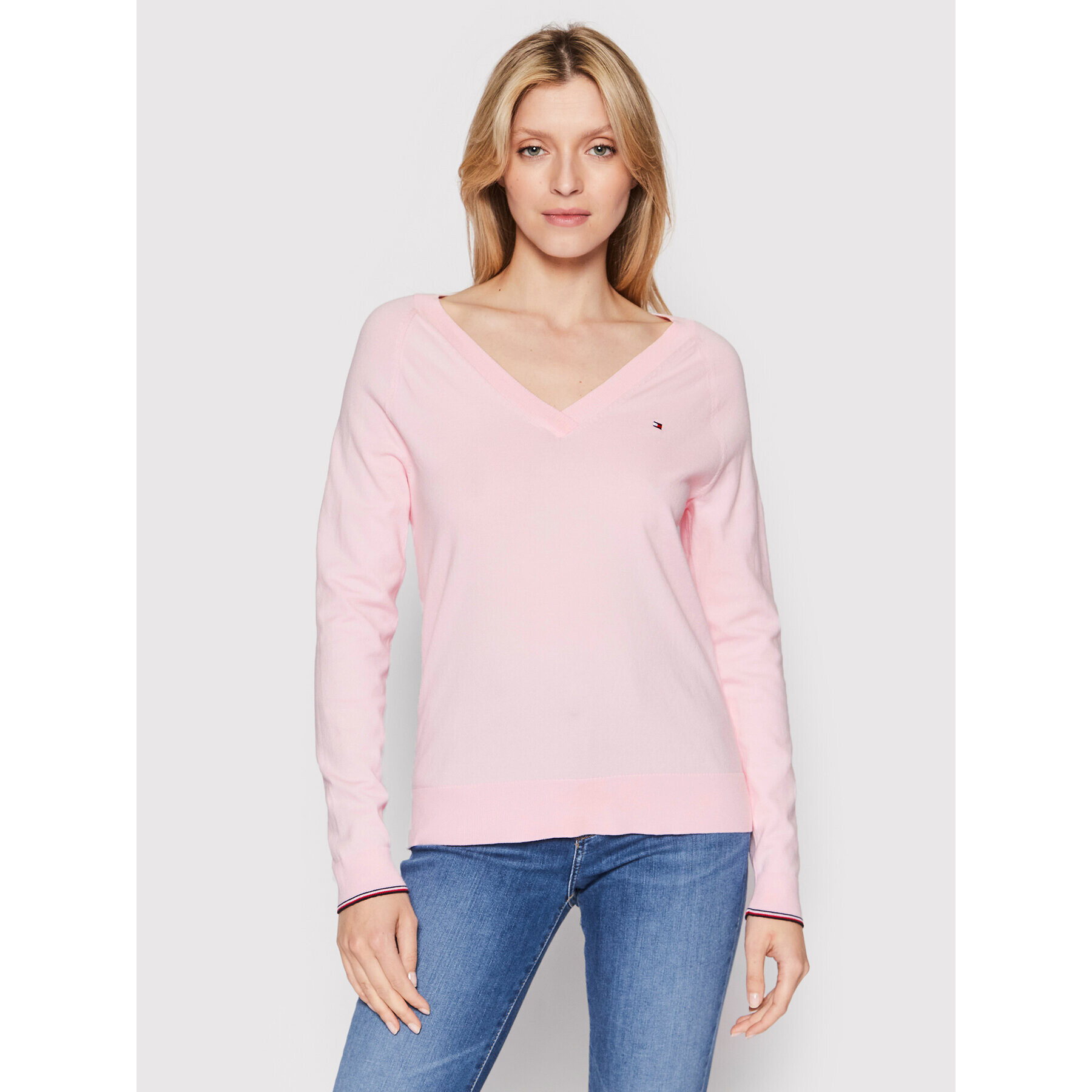 Tommy Hilfiger Пуловер WW0WW29875 Розов Slim Fit - Pepit.bg
