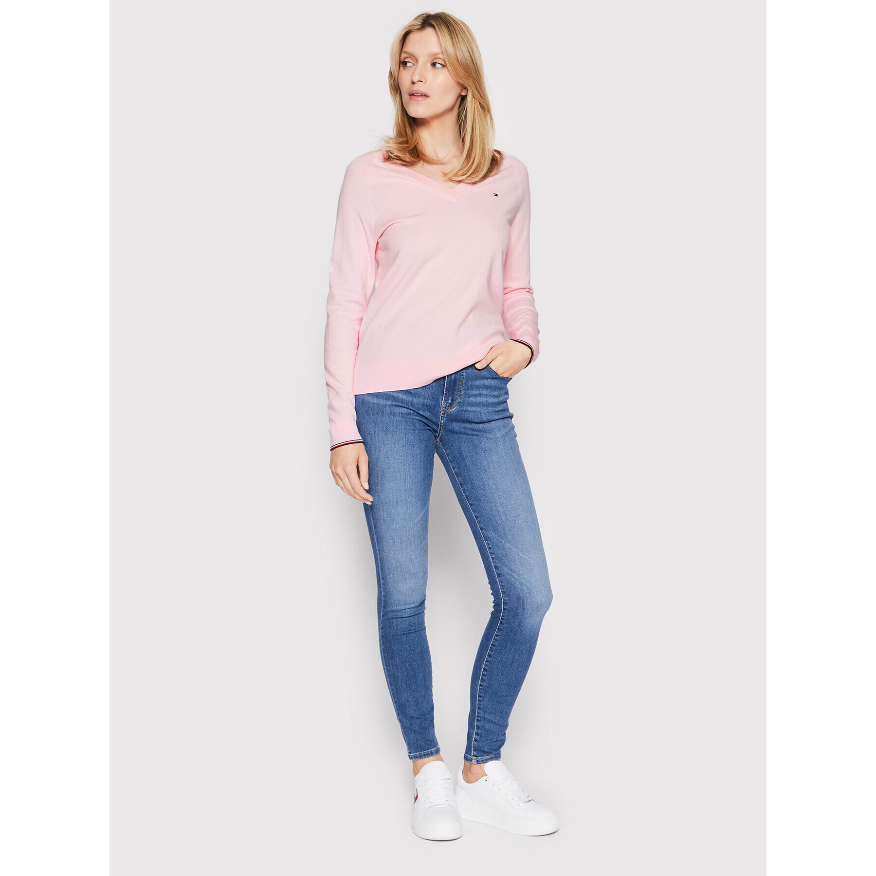 Tommy Hilfiger Пуловер WW0WW29875 Розов Slim Fit - Pepit.bg