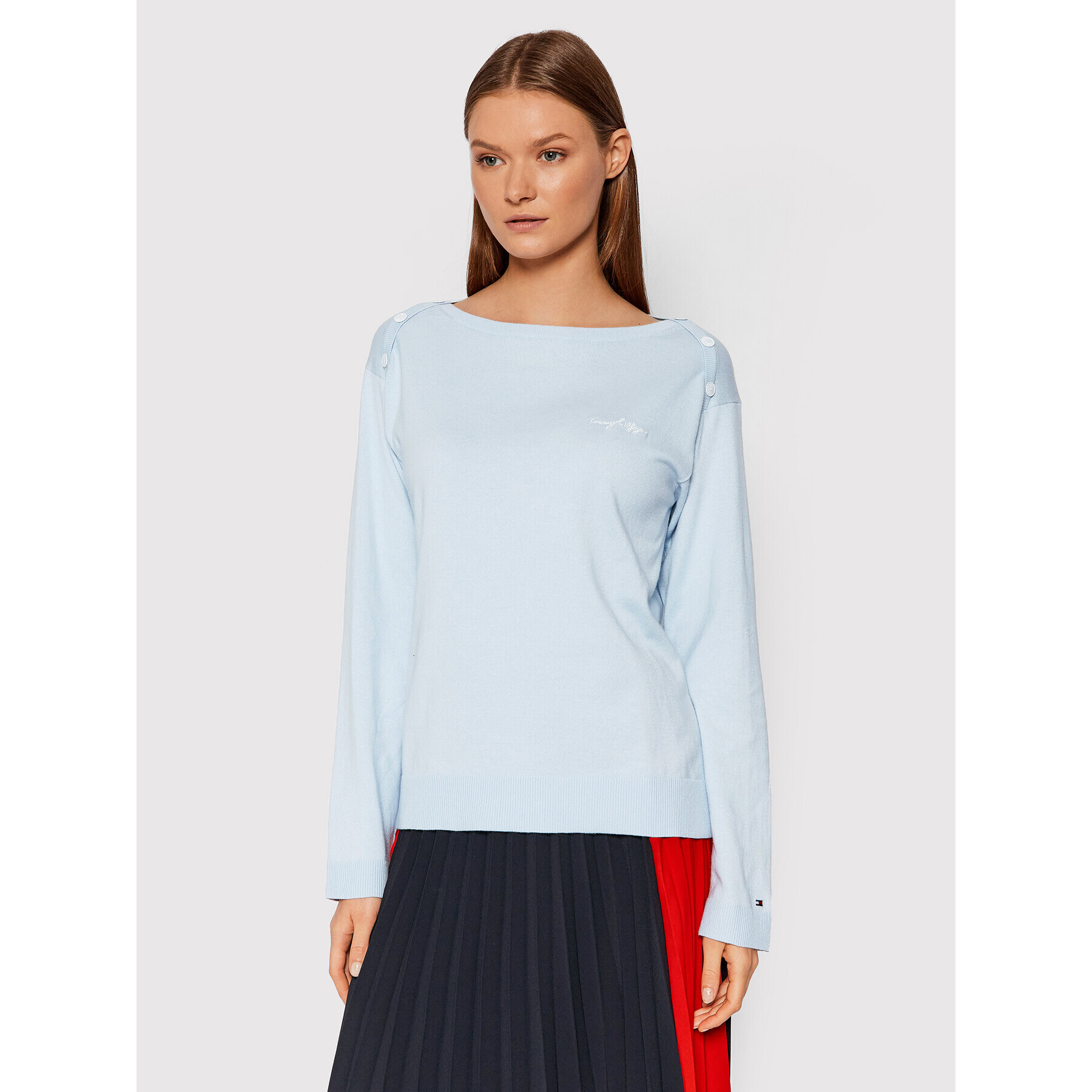 Tommy Hilfiger Пуловер WW0WW33441 Син Regular Fit - Pepit.bg