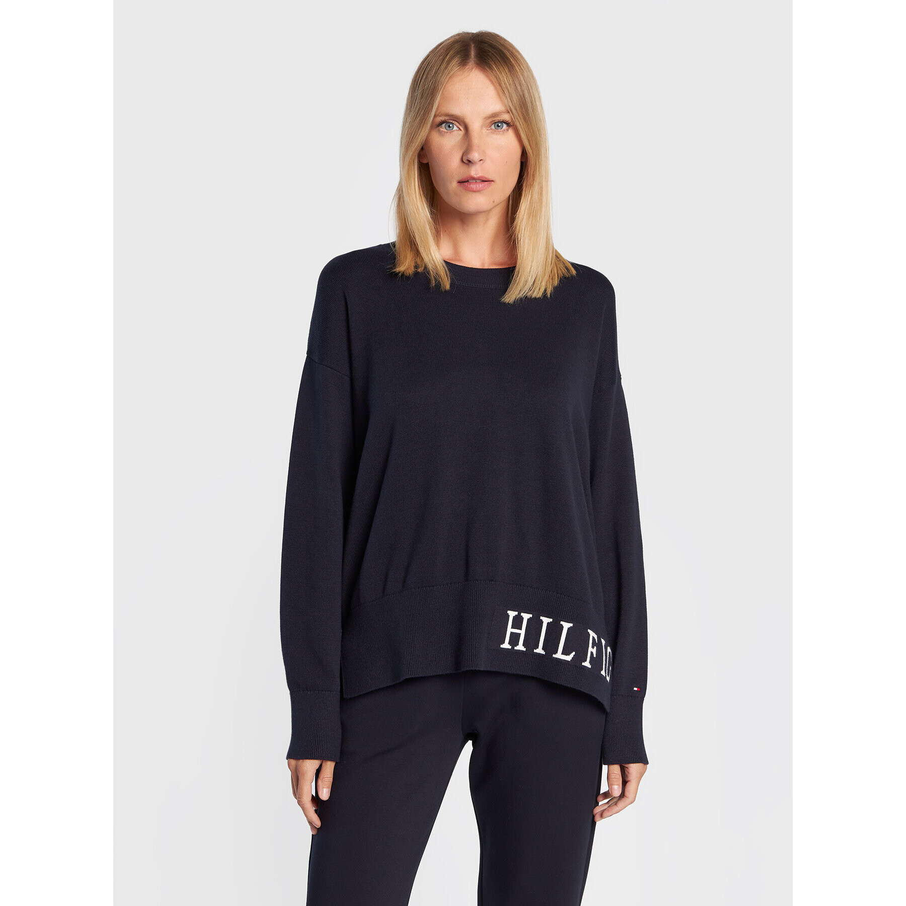 Tommy Hilfiger Пуловер WW0WW35768 Тъмносин Relaxed Fit - Pepit.bg