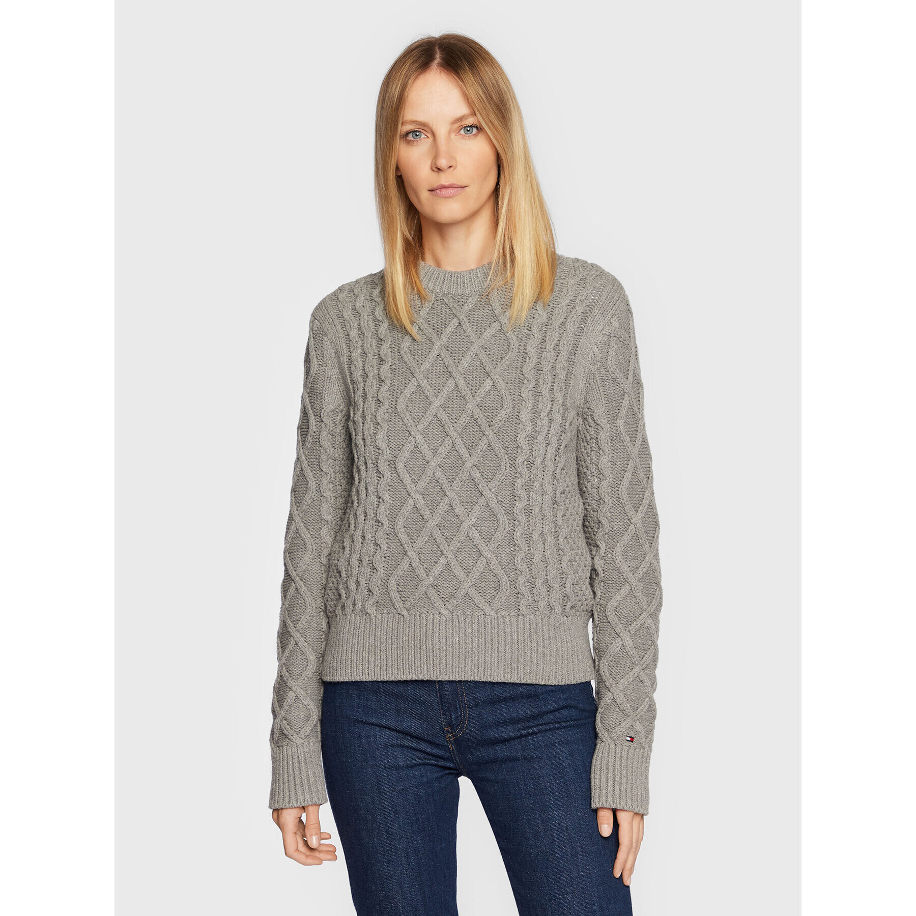 Tommy Hilfiger Пуловер WW0WW36802 Сив Slim Fit - Pepit.bg