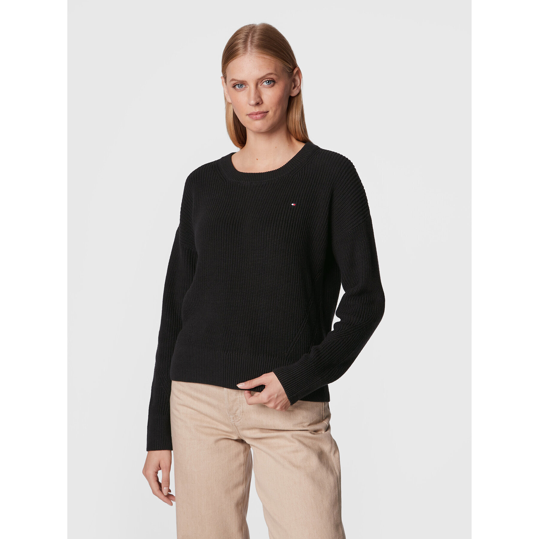 Tommy Hilfiger Пуловер WW0WW37461 Черен Regular Fit - Pepit.bg