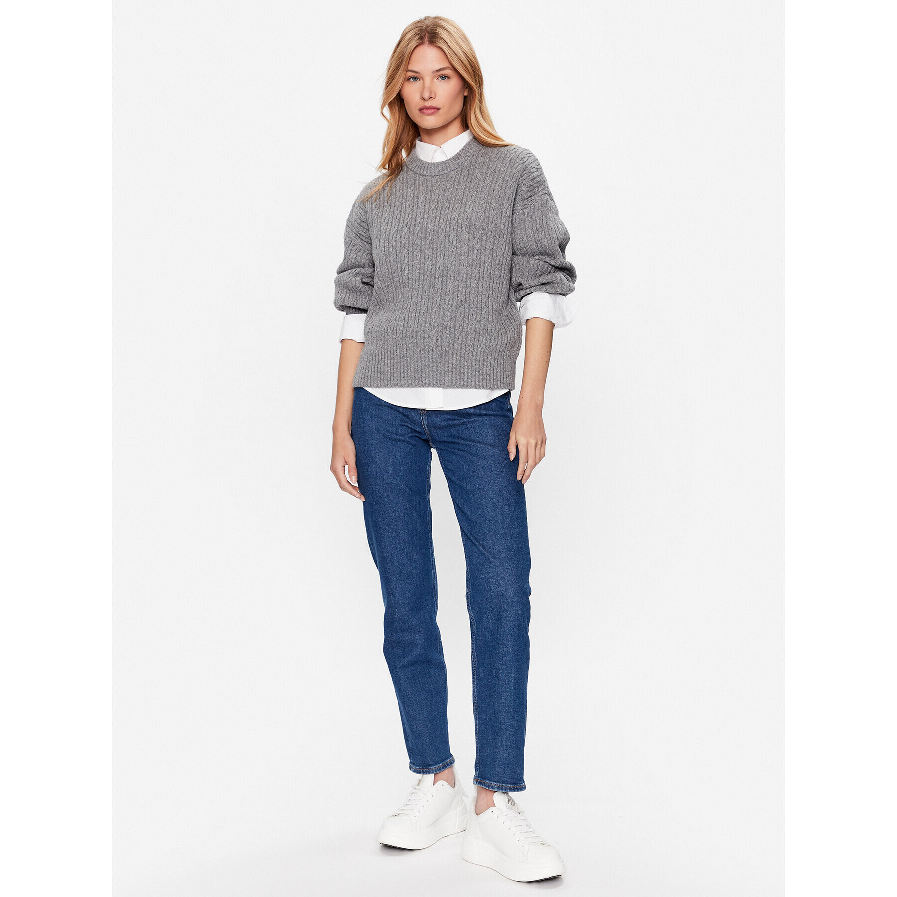 Tommy Hilfiger Пуловер WW0WW39003 Сив Oversize - Pepit.bg