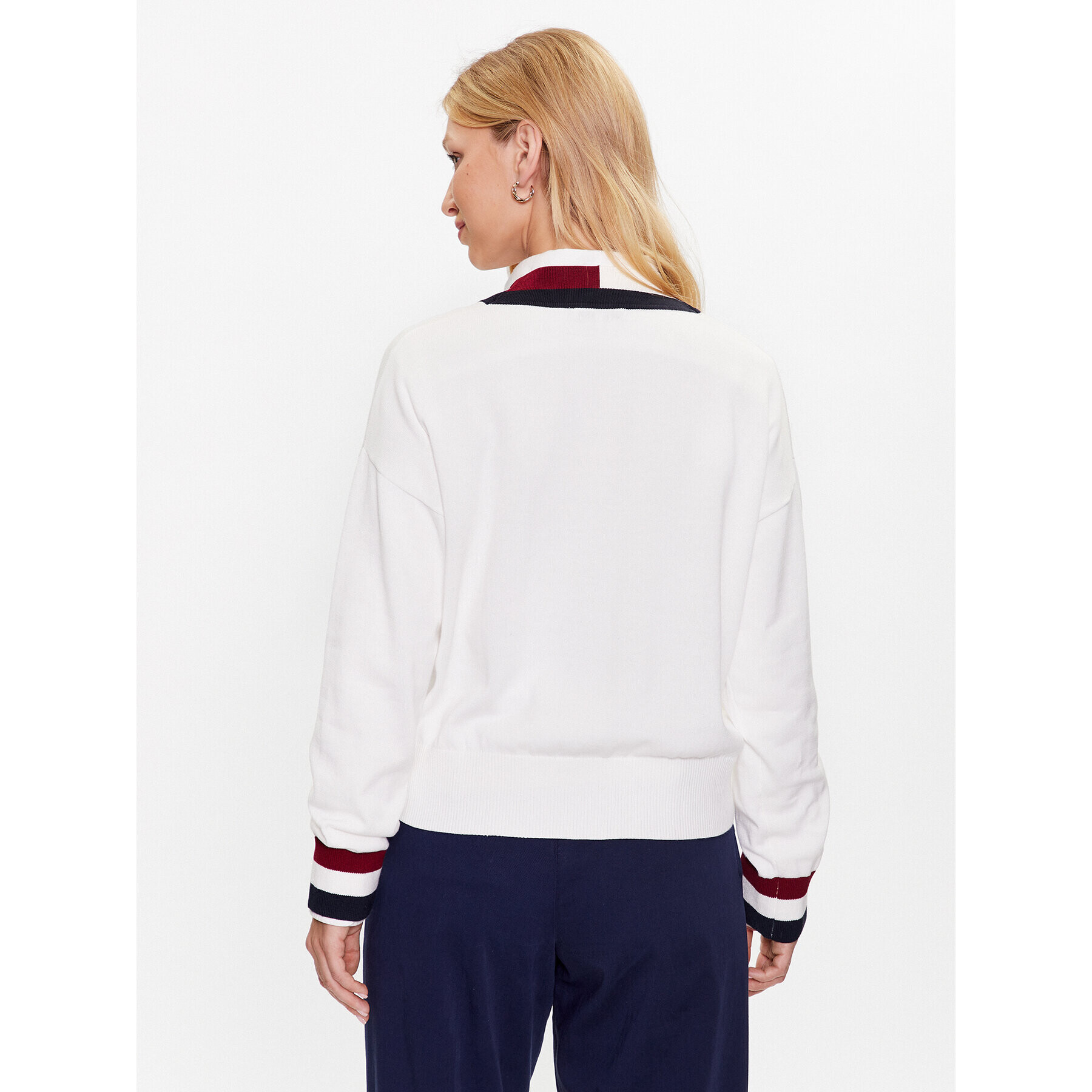 Tommy Hilfiger Пуловер WW0WW39006 Бял Relaxed Fit - Pepit.bg