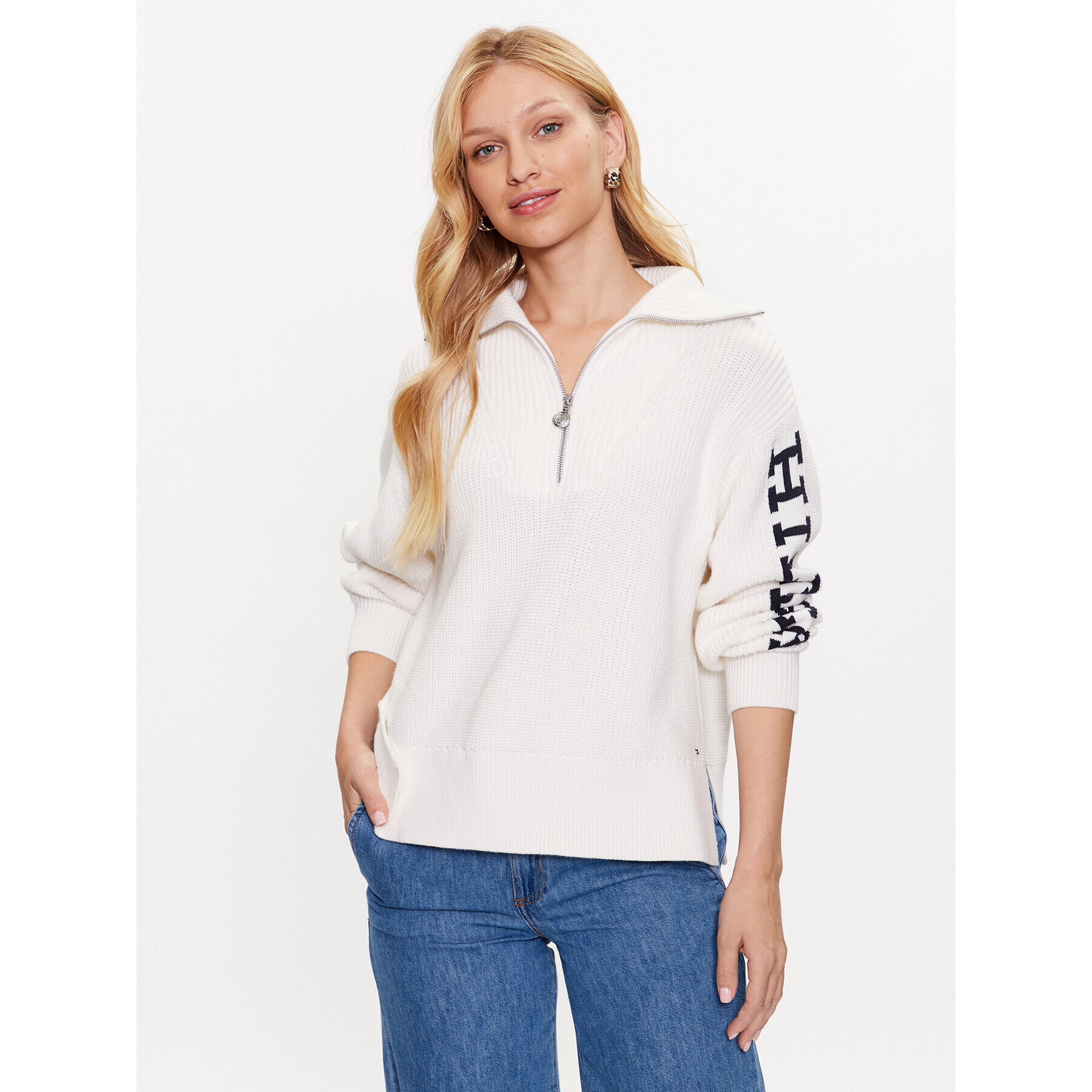 Tommy Hilfiger Пуловер WW0WW39013 Екрю Relaxed Fit - Pepit.bg