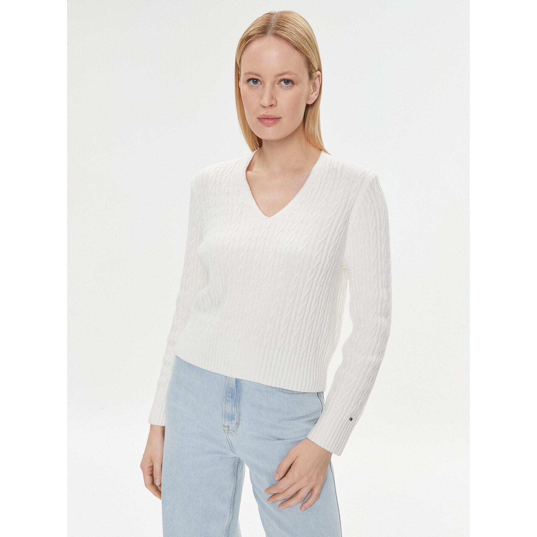 Tommy Hilfiger Пуловер WW0WW39017 Екрю Regular Fit - Pepit.bg