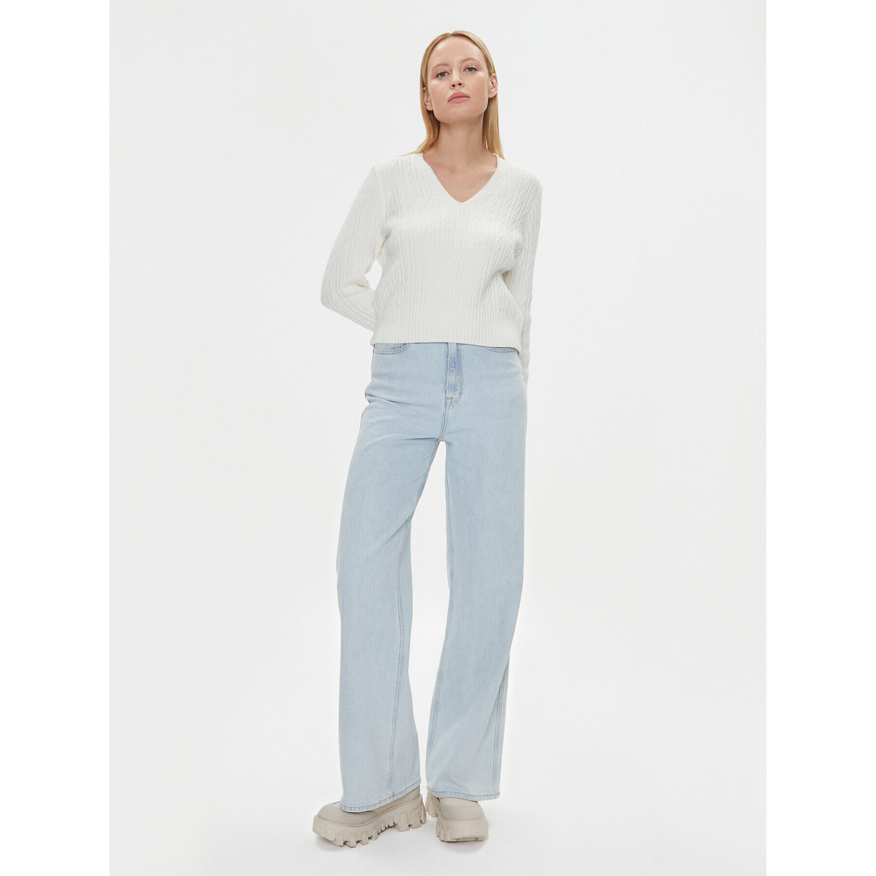 Tommy Hilfiger Пуловер WW0WW39017 Екрю Regular Fit - Pepit.bg