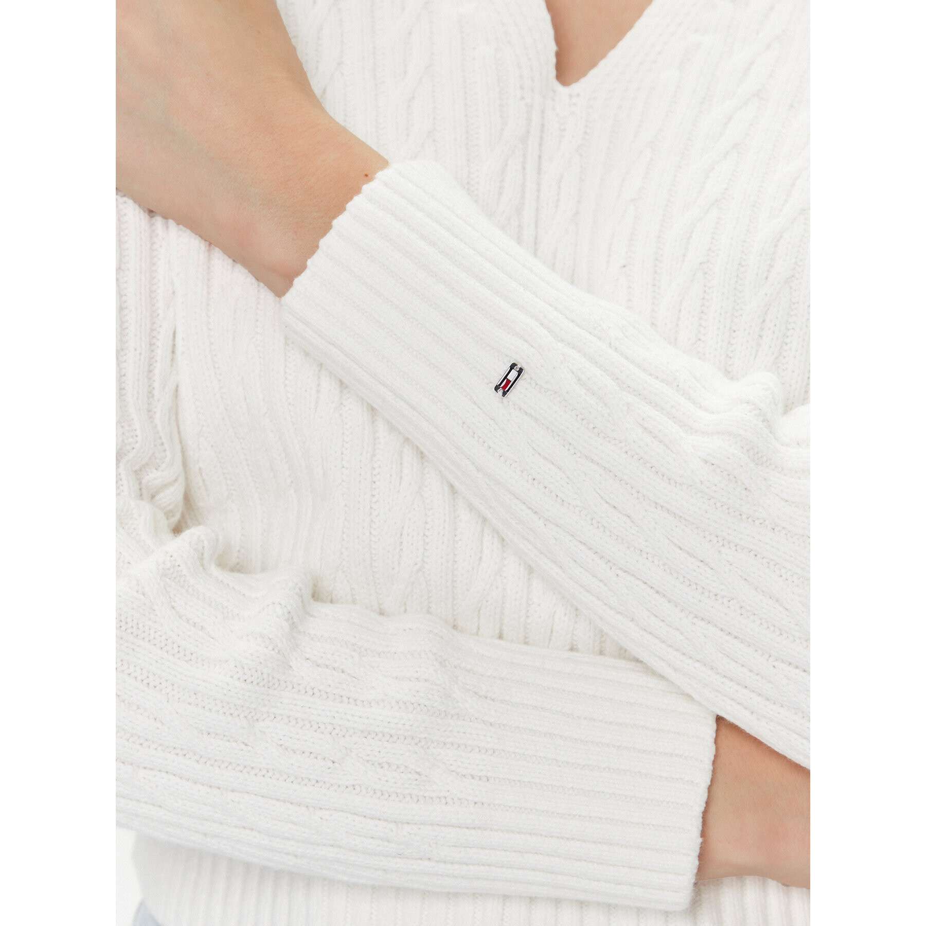 Tommy Hilfiger Пуловер WW0WW39017 Екрю Regular Fit - Pepit.bg