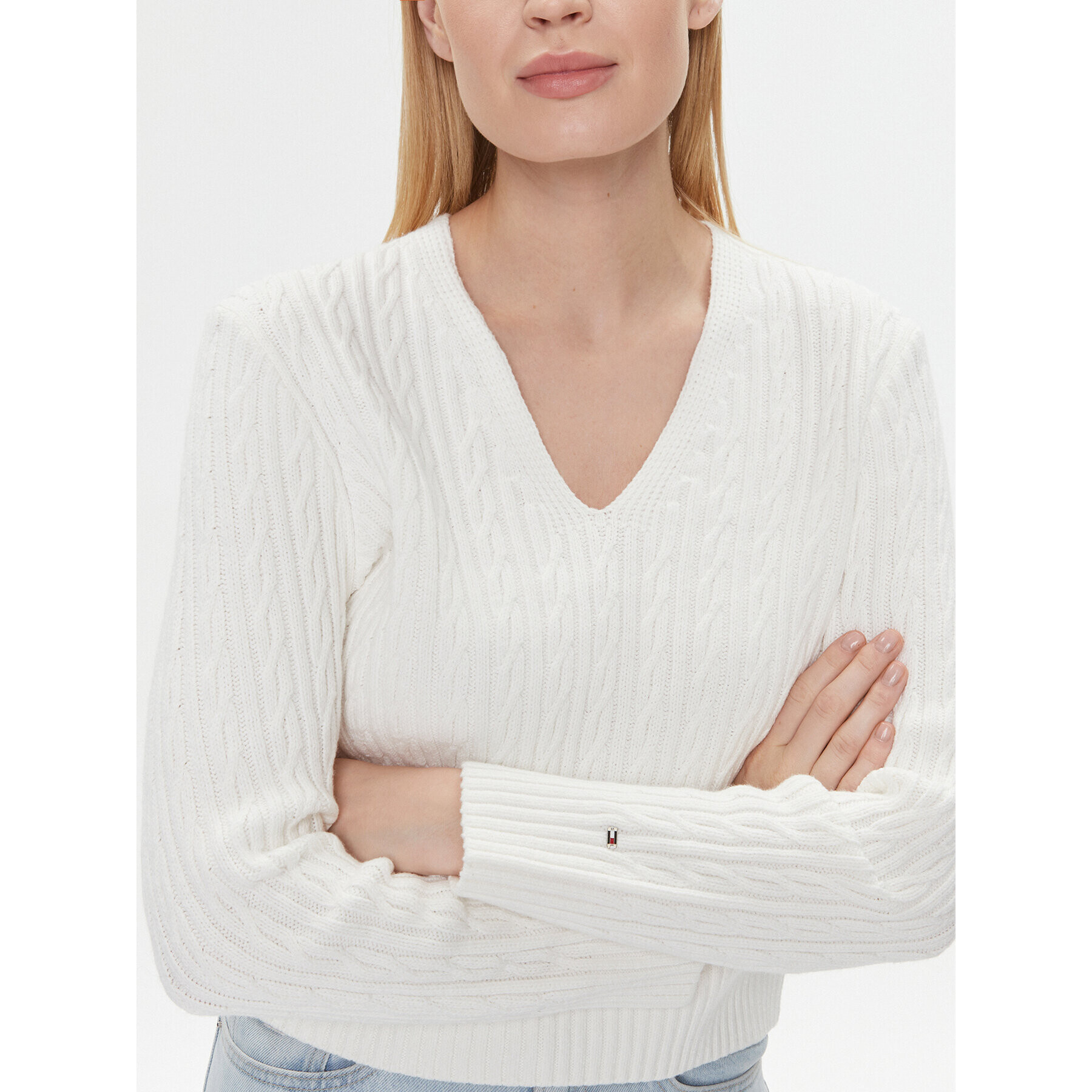 Tommy Hilfiger Пуловер WW0WW39017 Екрю Regular Fit - Pepit.bg