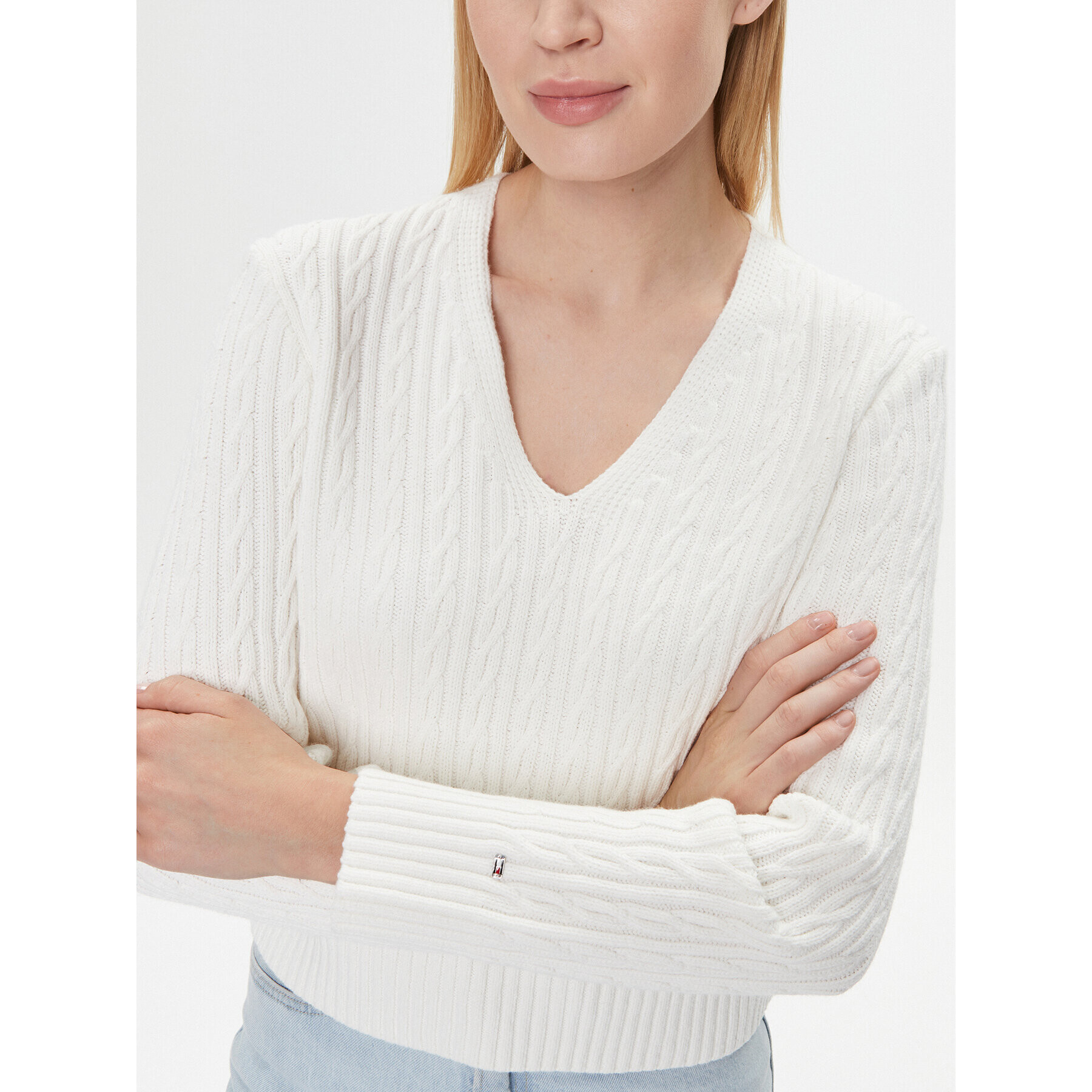 Tommy Hilfiger Пуловер WW0WW39017 Екрю Regular Fit - Pepit.bg