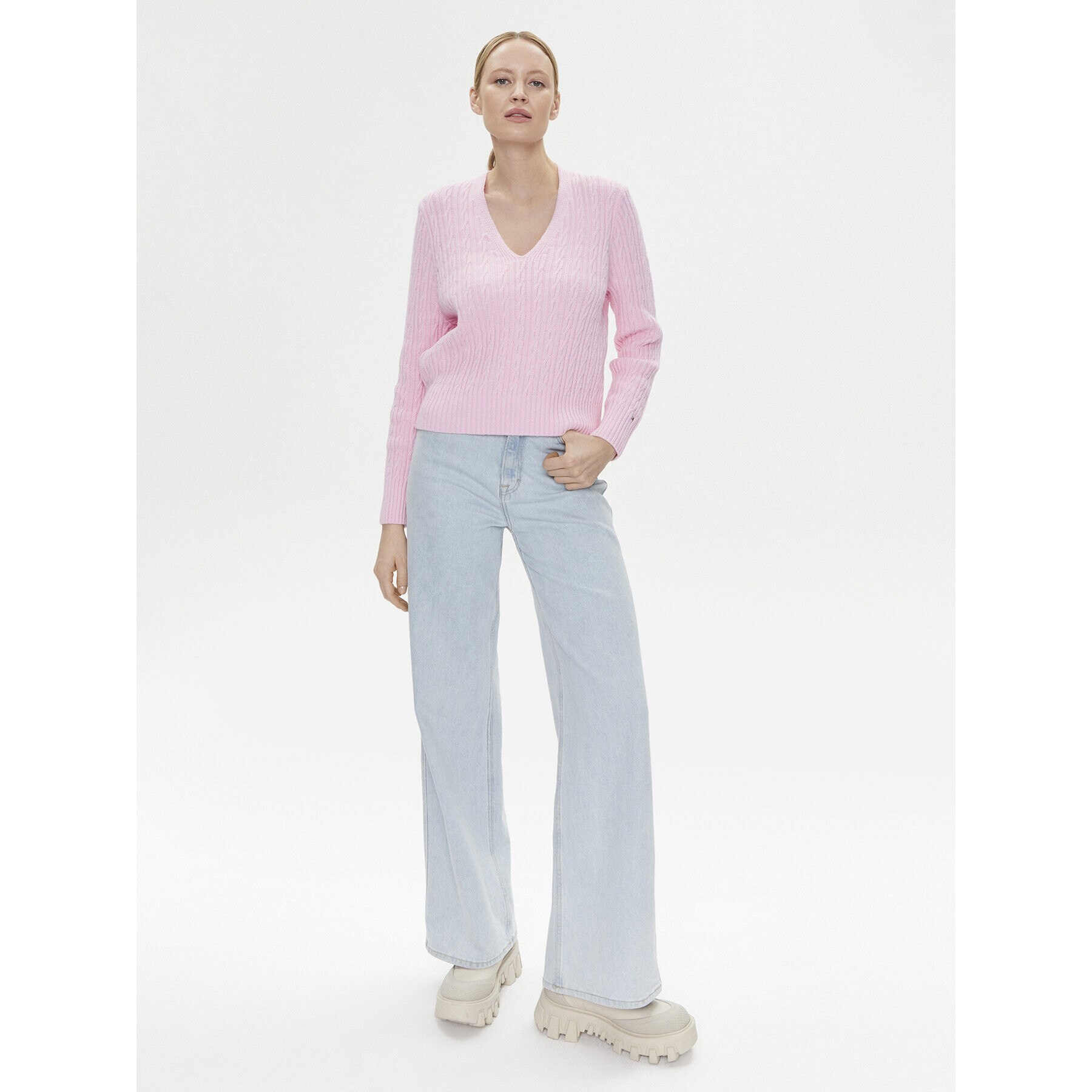 Tommy Hilfiger Пуловер WW0WW39017 Розов Regular Fit - Pepit.bg