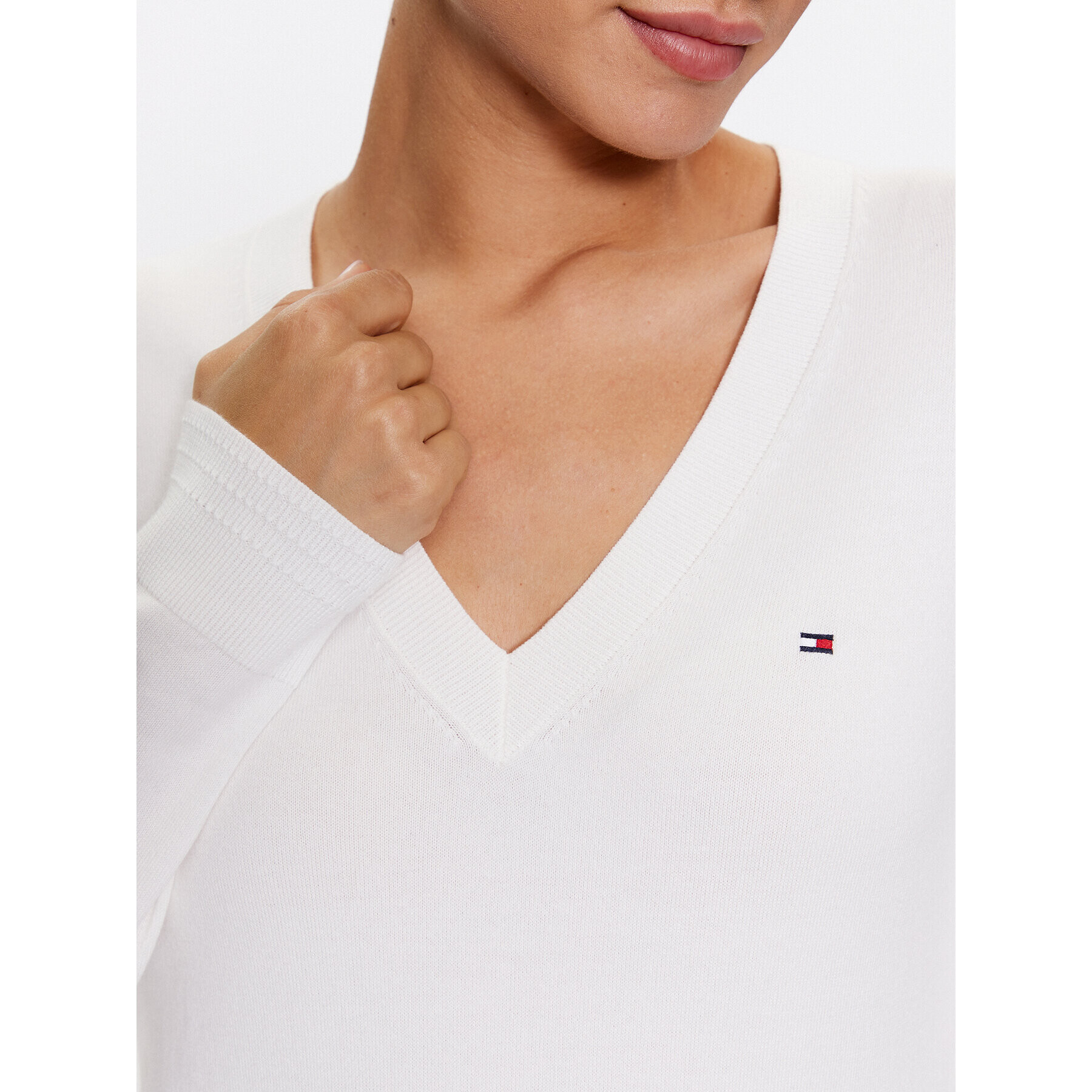 Tommy Hilfiger Пуловер WW0WW40098 Бял Regular Fit - Pepit.bg