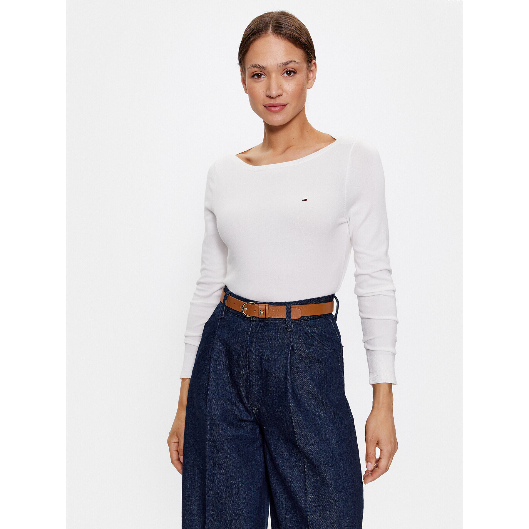 Tommy Hilfiger Пуловер WW0WW40099 Бял Regular Fit - Pepit.bg