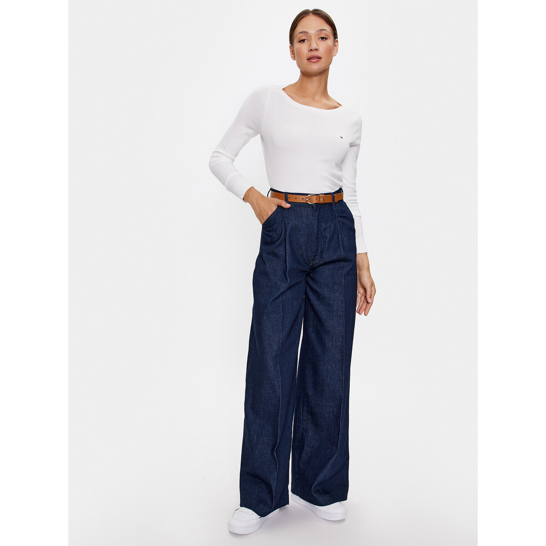 Tommy Hilfiger Пуловер WW0WW40099 Бял Regular Fit - Pepit.bg