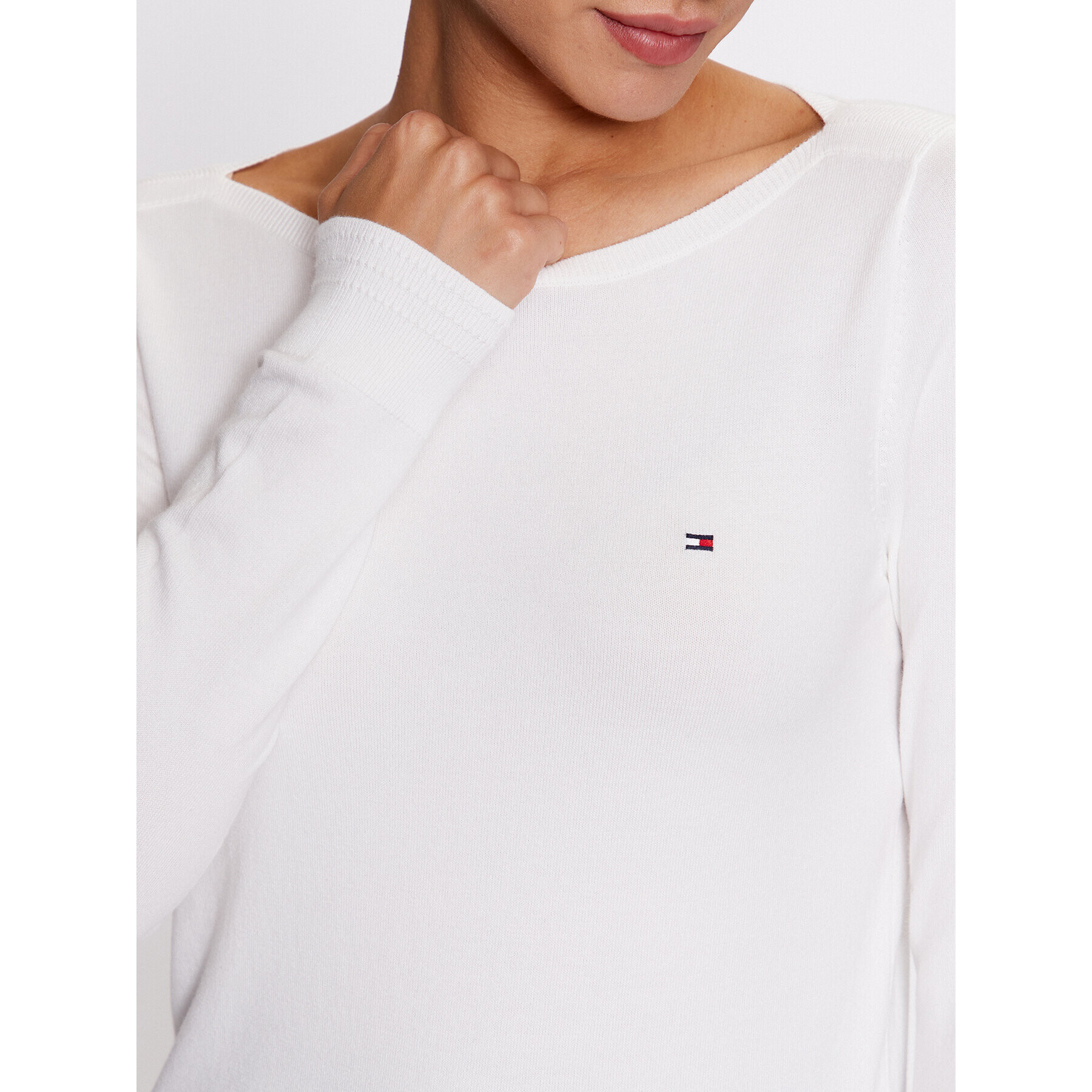 Tommy Hilfiger Пуловер WW0WW40099 Бял Regular Fit - Pepit.bg