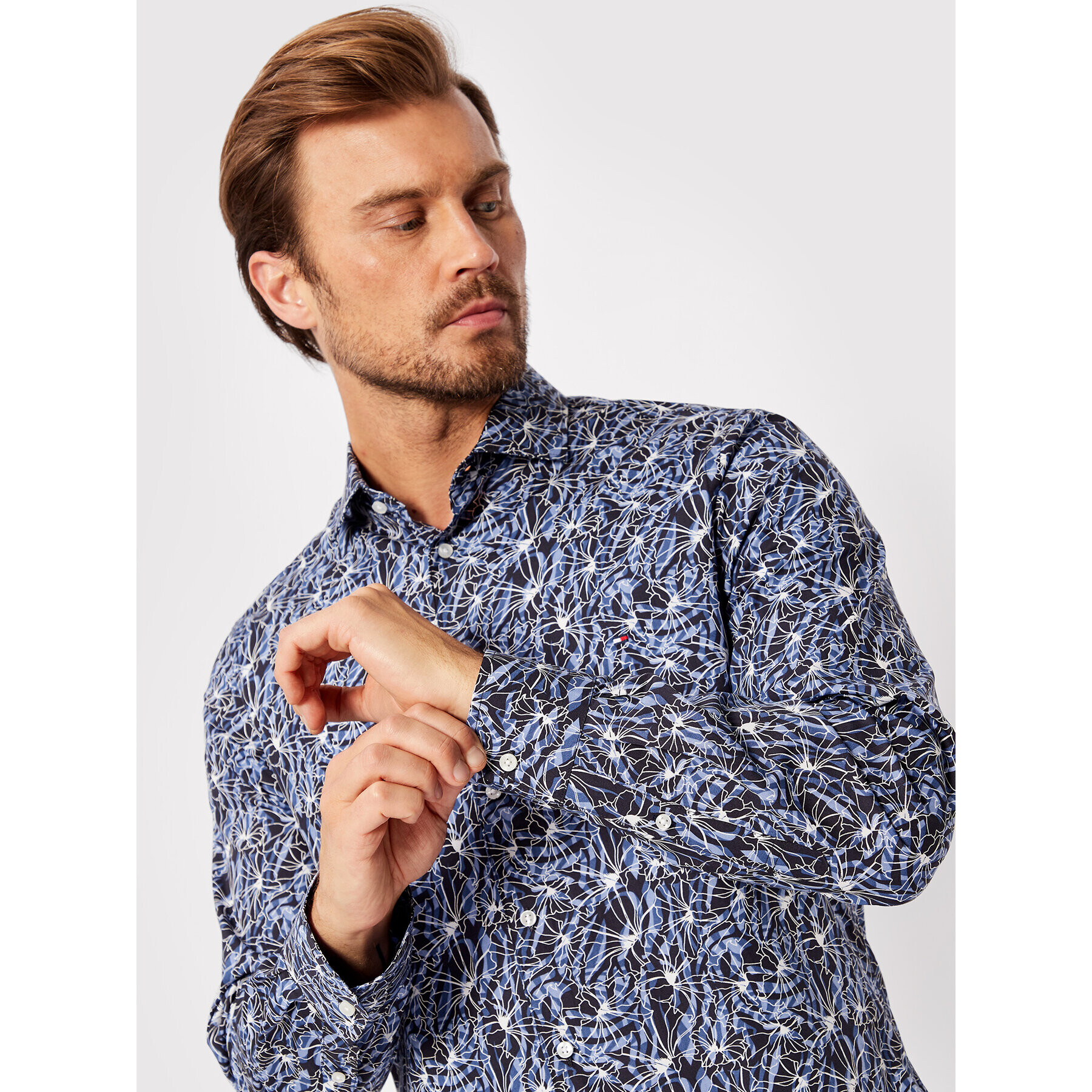 Tommy Hilfiger Риза Abstrict Flower MW0MW26855 Тъмносин Slim Fit - Pepit.bg