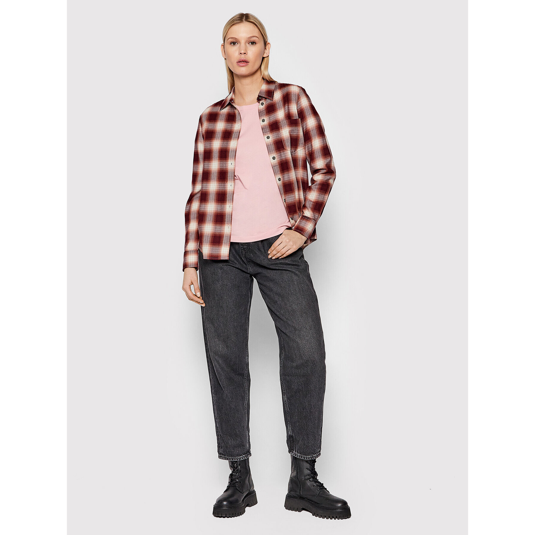 Tommy Hilfiger Риза Check Flannel WW0WW31395 Бордо Relaxed Fit - Pepit.bg