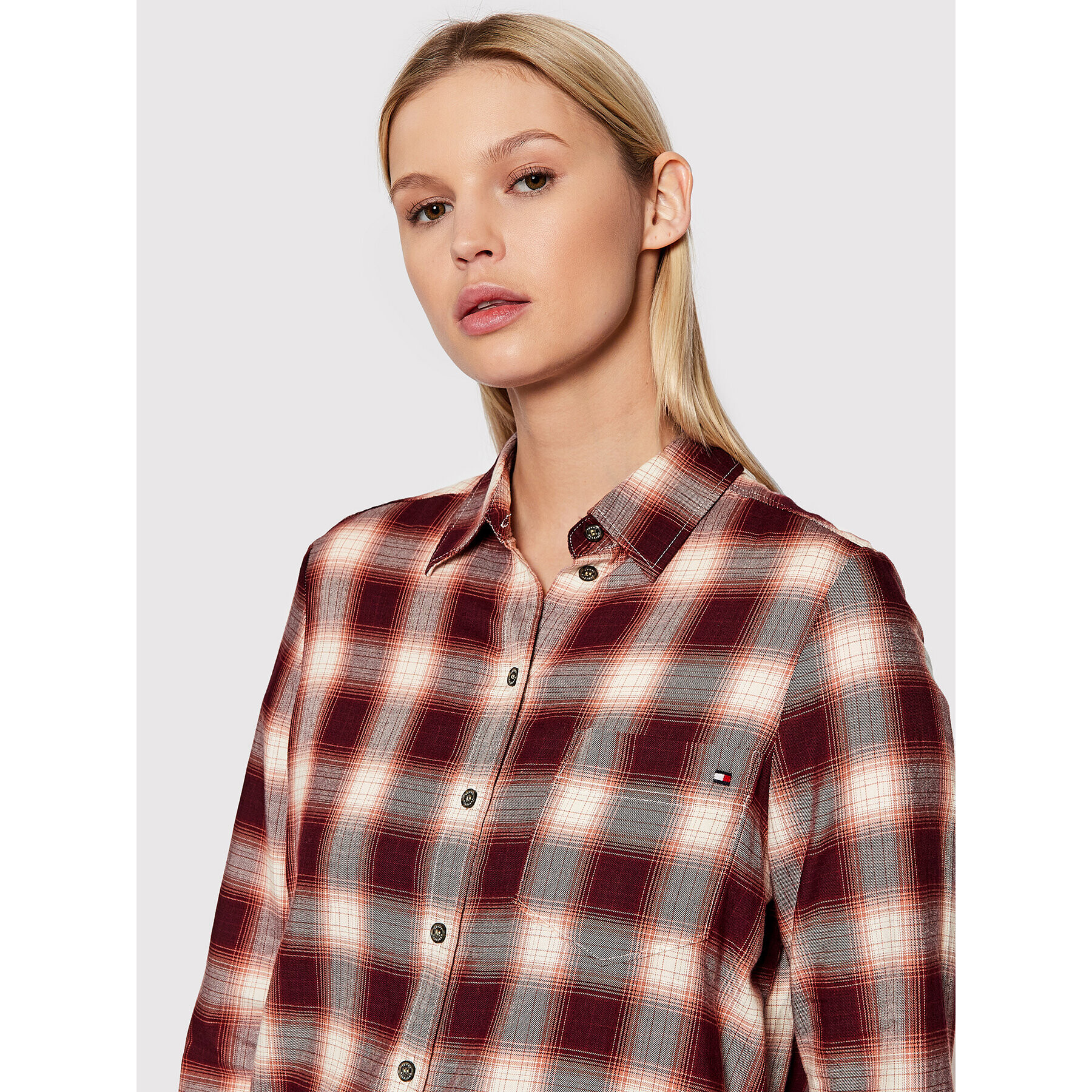 Tommy Hilfiger Риза Check Flannel WW0WW31395 Бордо Relaxed Fit - Pepit.bg