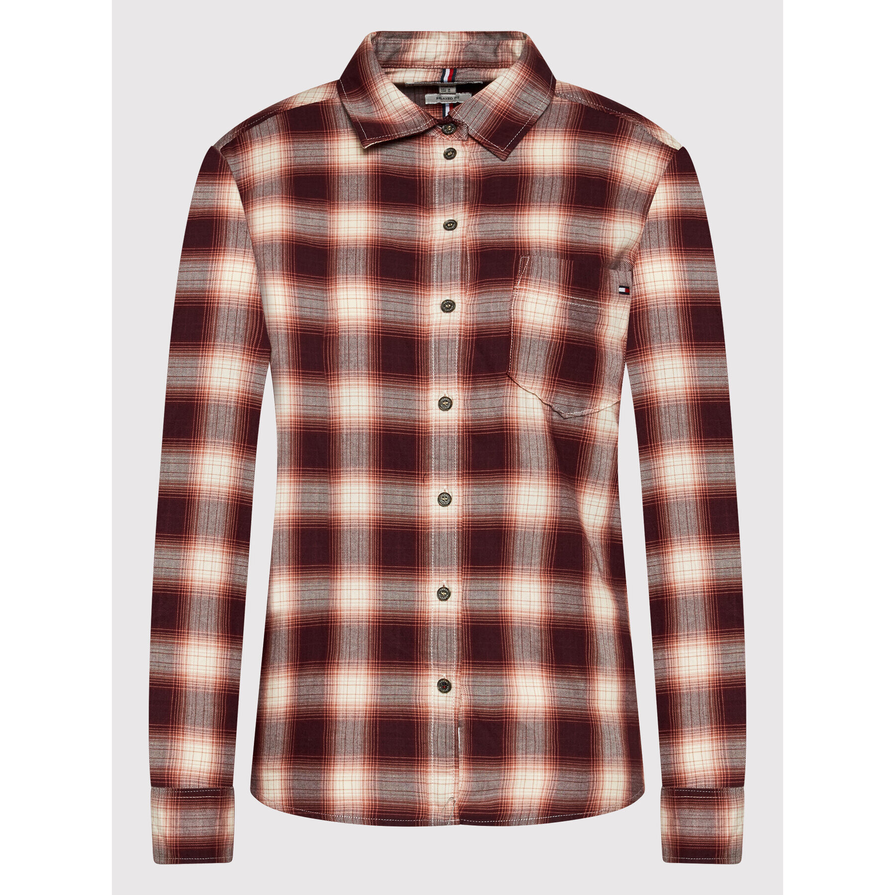 Tommy Hilfiger Риза Check Flannel WW0WW31395 Бордо Relaxed Fit - Pepit.bg