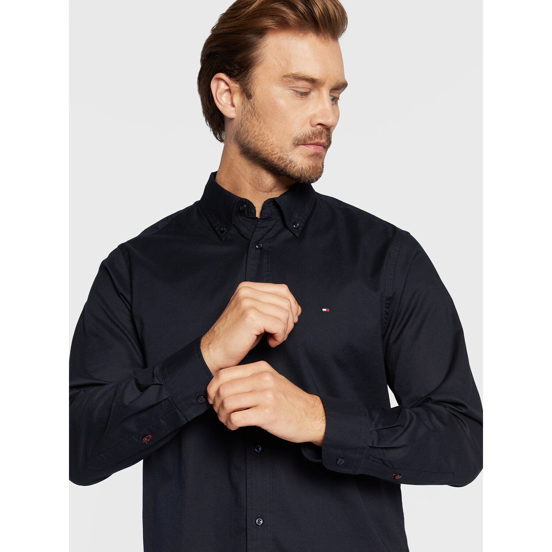 Tommy Hilfiger Риза Core Flex Poplin MW0MW25035 Тъмносин Regular Fit - Pepit.bg