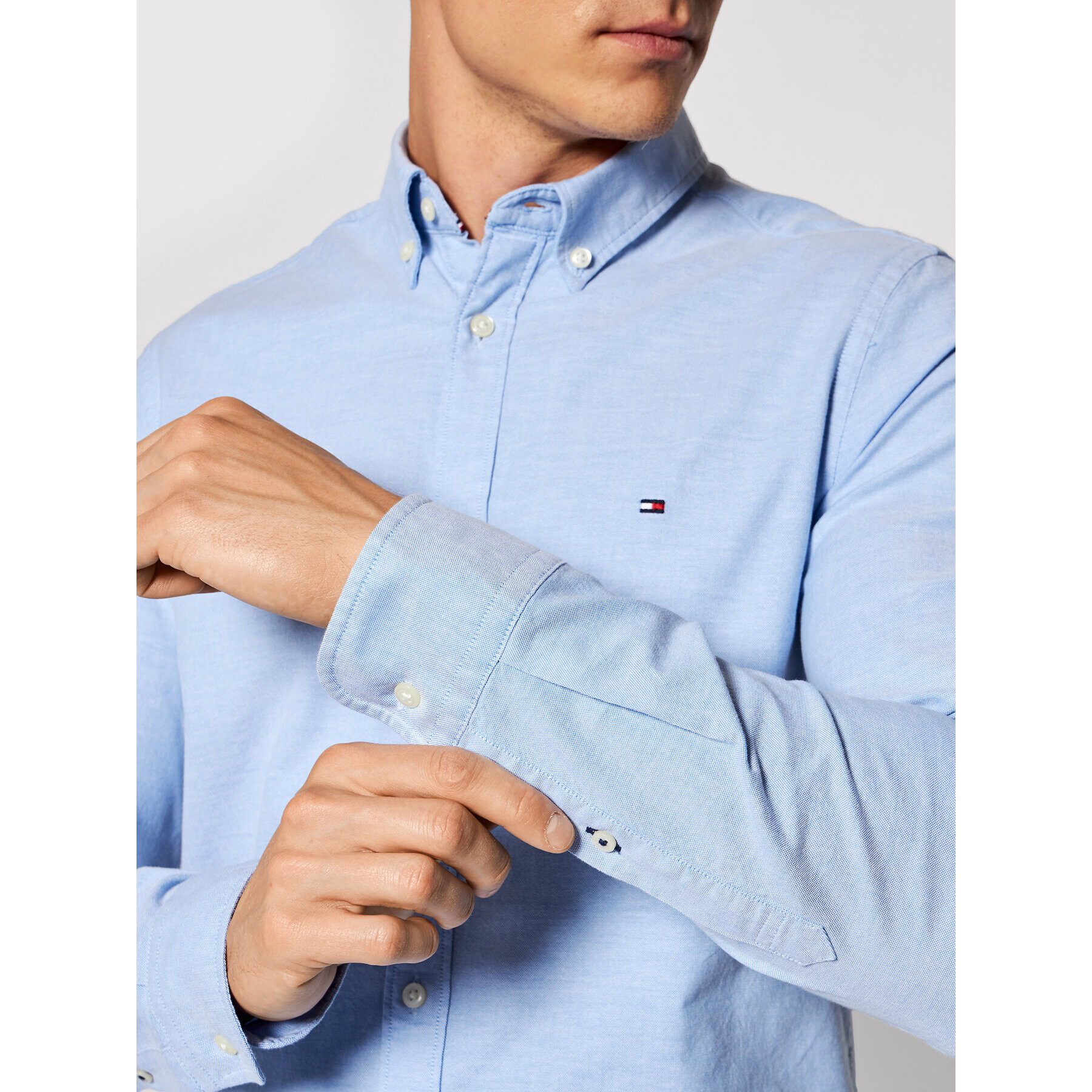 Tommy Hilfiger Риза Core Stretch Slim Oxford Shirt MW0MW03745 Син Slim Fit - Pepit.bg