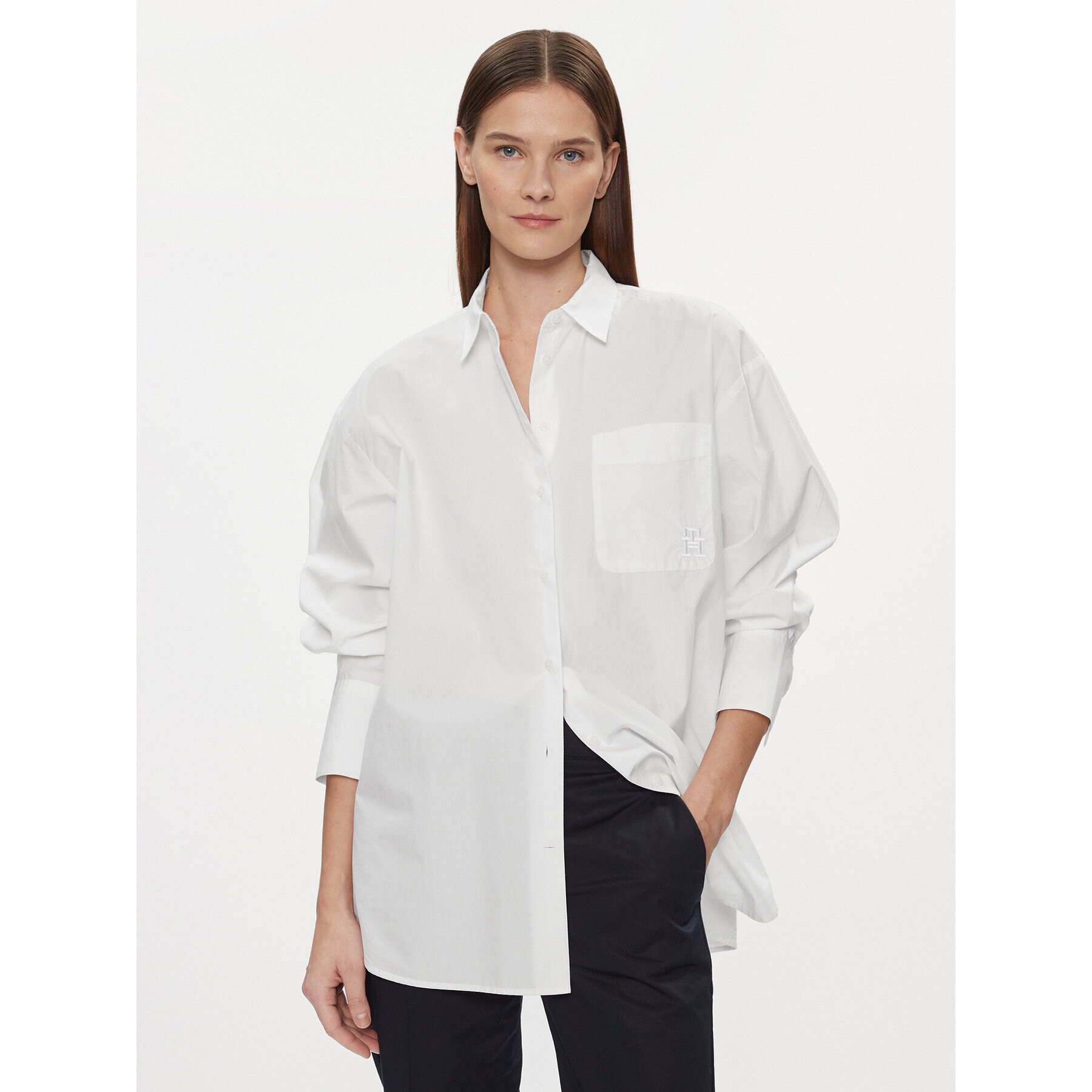 Tommy Hilfiger Риза Essential WW0WW40540 Бял Loose Fit - Pepit.bg