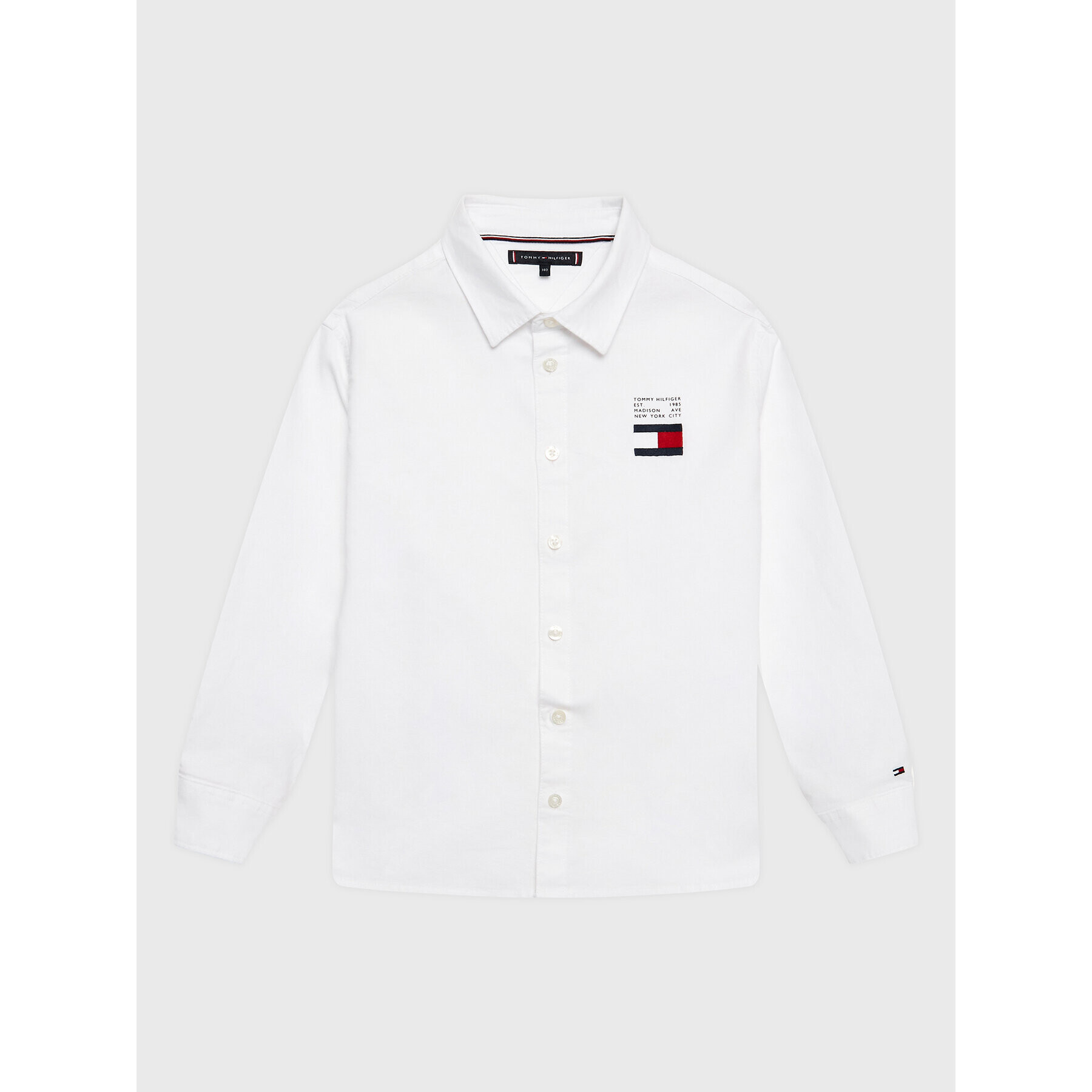 Tommy Hilfiger Риза Flag Oxford KB0KB08012 D Бял Regular Fit - Pepit.bg