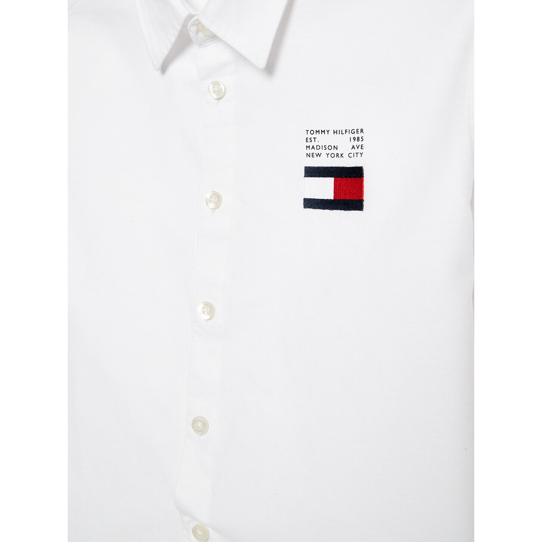 Tommy Hilfiger Риза Flag Oxford KB0KB08012 D Бял Regular Fit - Pepit.bg