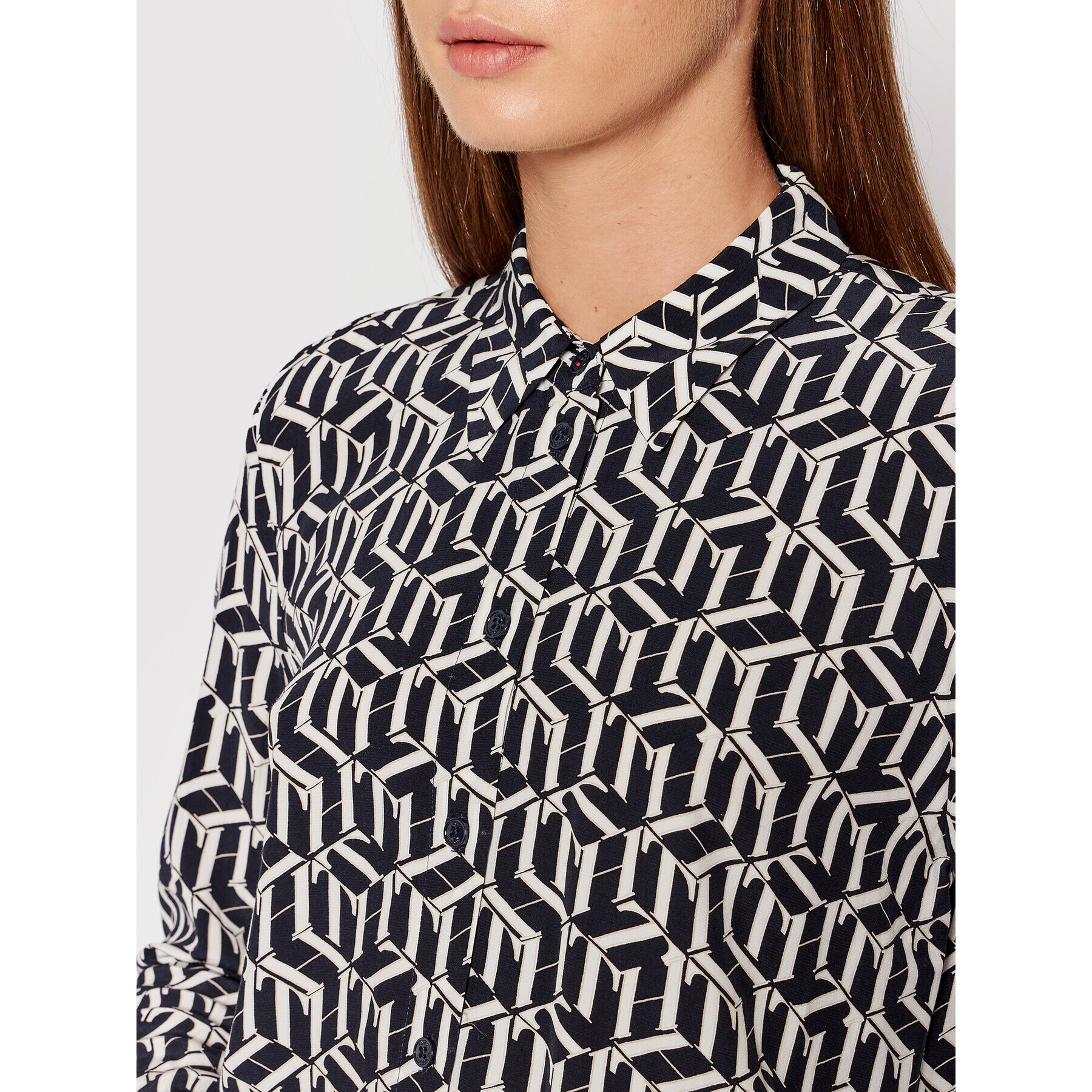 Tommy Hilfiger Риза Fleur WW0WW31990 Тъмносин Regular Fit - Pepit.bg