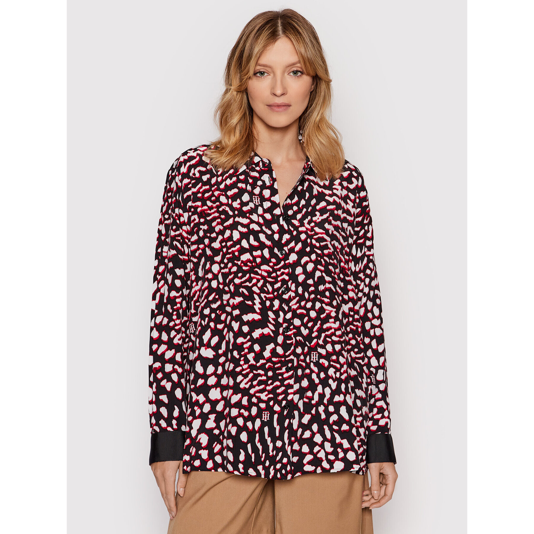 Tommy Hilfiger Риза Fleur WW0WW32686 Черен Relaxed Fit - Pepit.bg