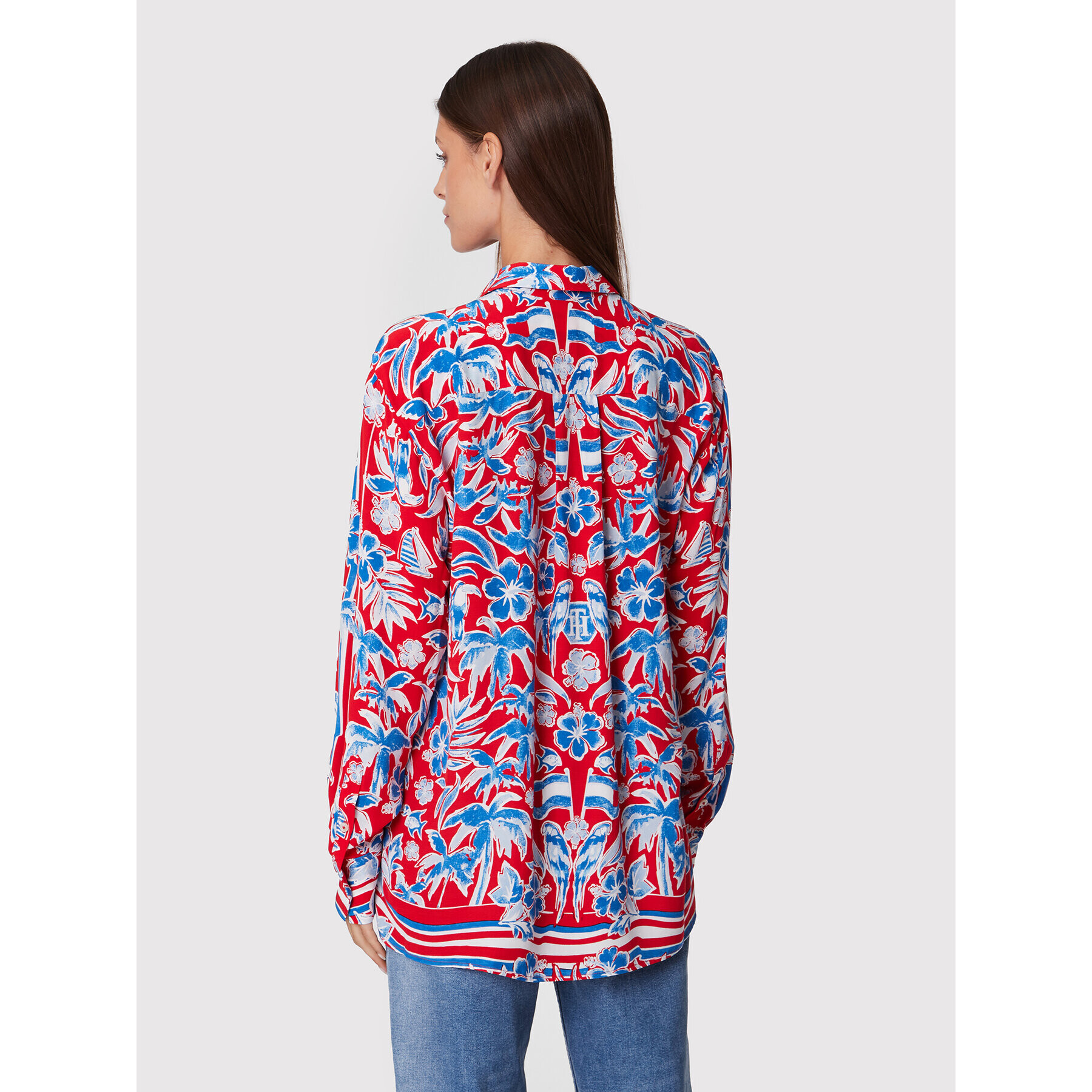 Tommy Hilfiger Риза Fleur WW0WW33483 Червен Relaxed Fit - Pepit.bg
