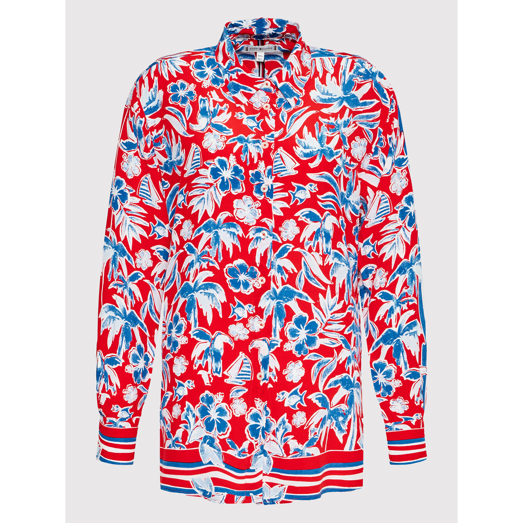 Tommy Hilfiger Риза Fleur WW0WW33483 Червен Relaxed Fit - Pepit.bg