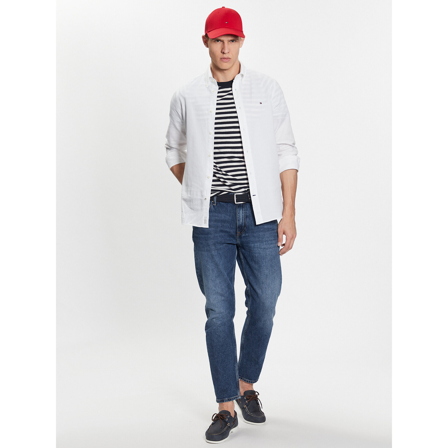 Tommy Hilfiger Риза Flex Dobby MW0MW31816 Бял Slim Fit - Pepit.bg