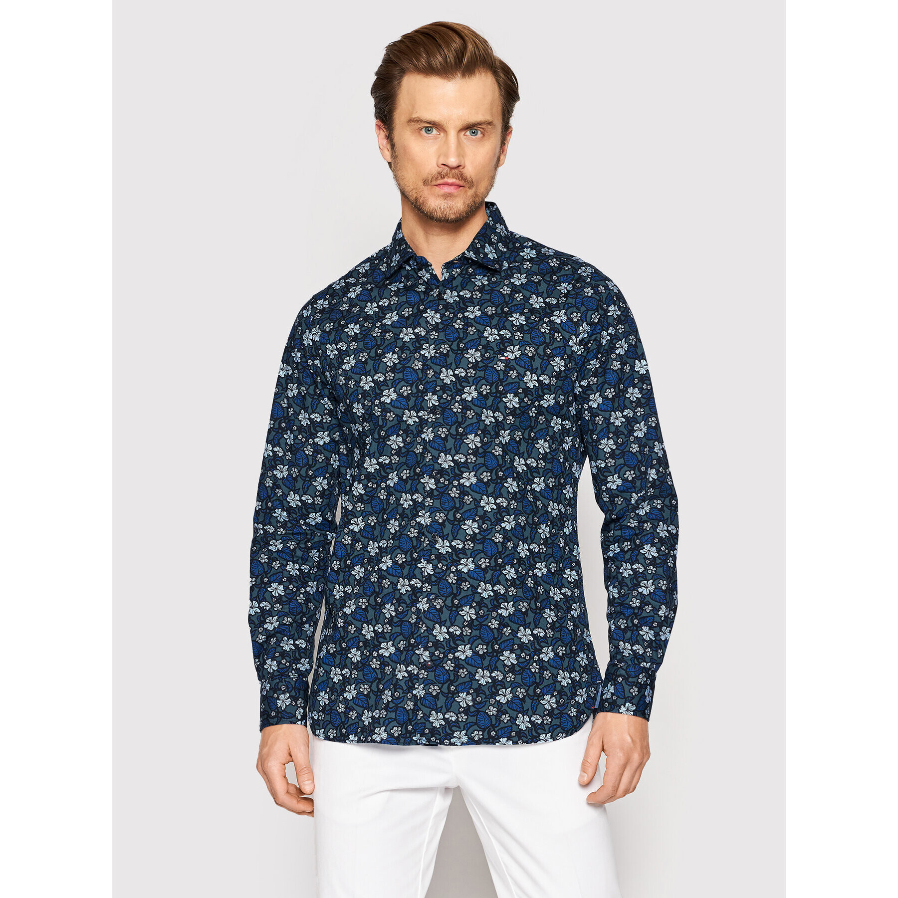 Tommy Hilfiger Риза Floral Print MW0MW23296 Тъмносин Slim Fit - Pepit.bg