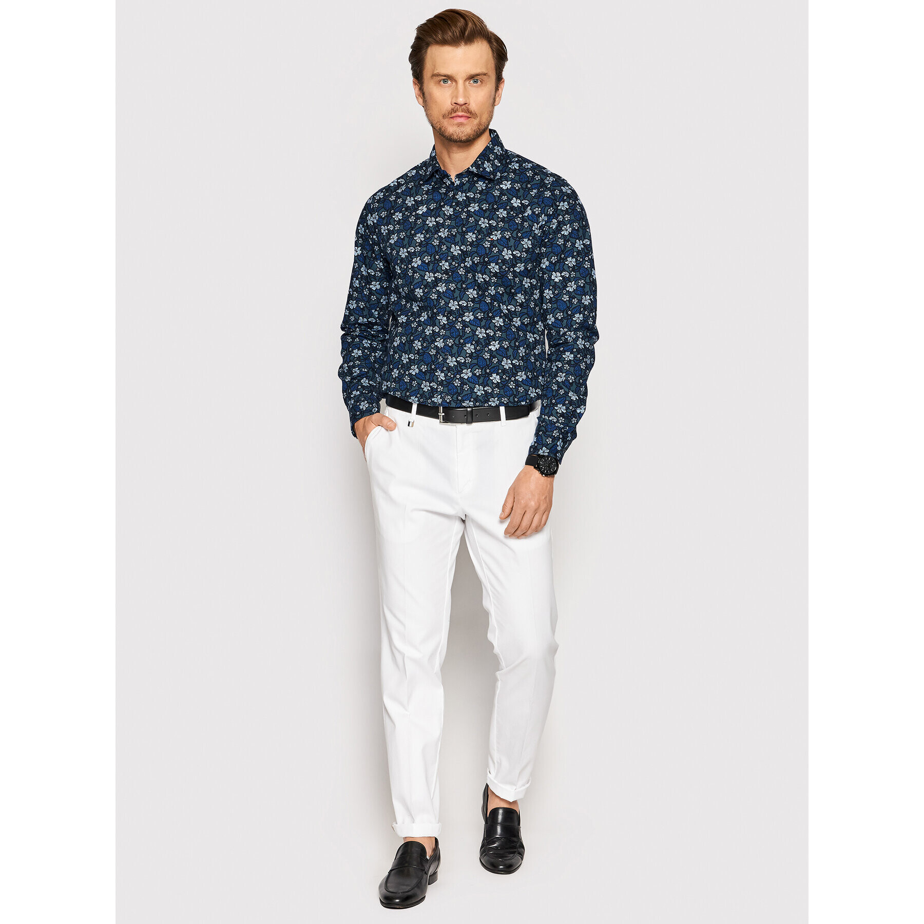 Tommy Hilfiger Риза Floral Print MW0MW23296 Тъмносин Slim Fit - Pepit.bg