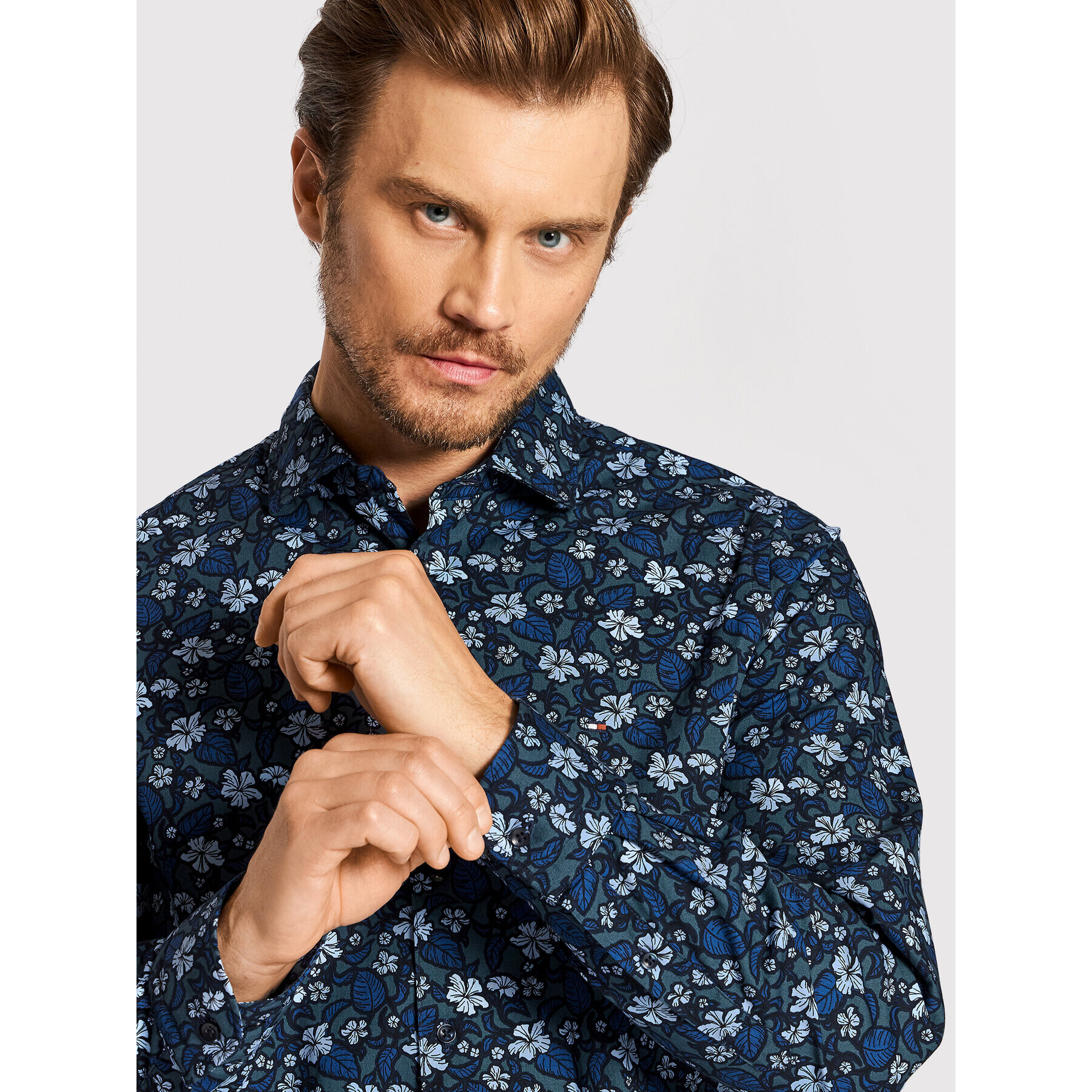 Tommy Hilfiger Риза Floral Print MW0MW23296 Тъмносин Slim Fit - Pepit.bg