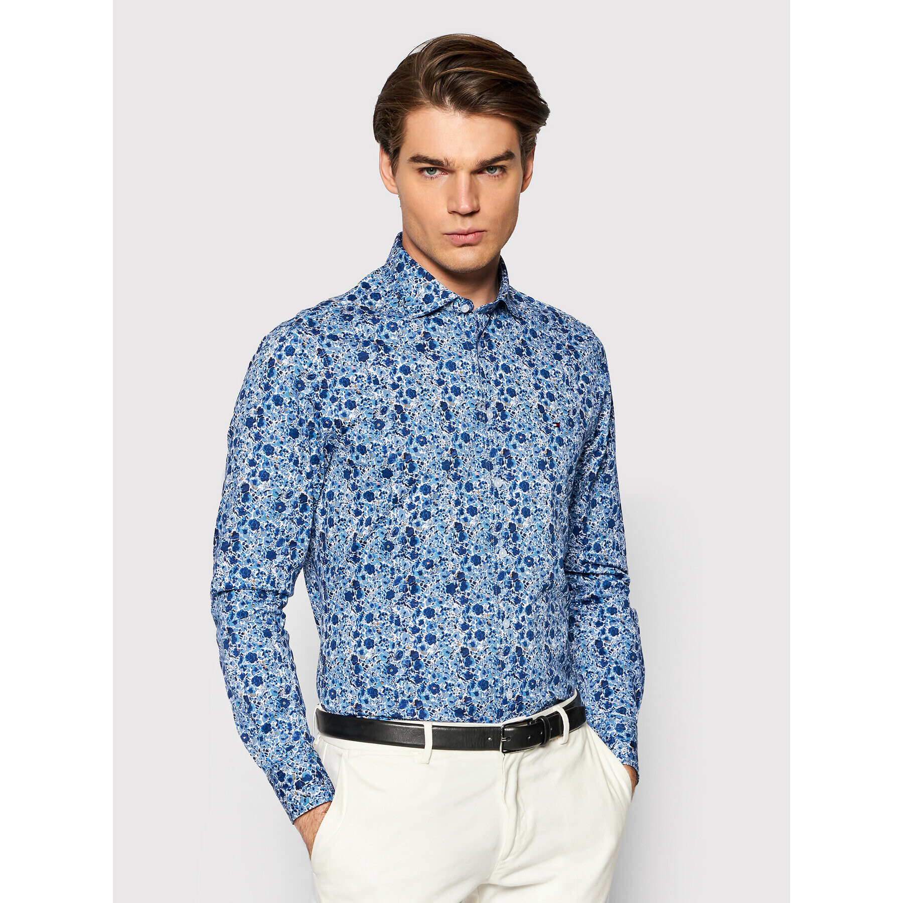 Tommy Hilfiger Риза Flower Print MW0MW20816 Син Slim Fit - Pepit.bg