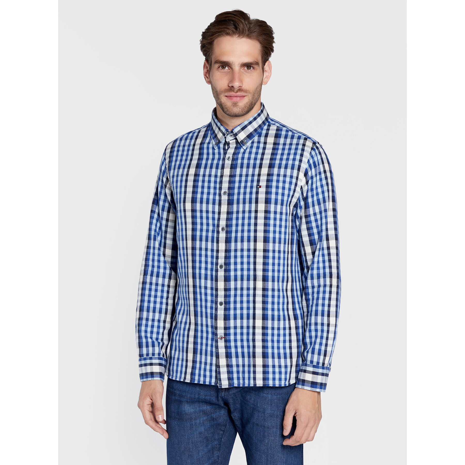 Tommy Hilfiger Риза Midscale Flannel MW0MW28348 Син Regular Fit - Pepit.bg