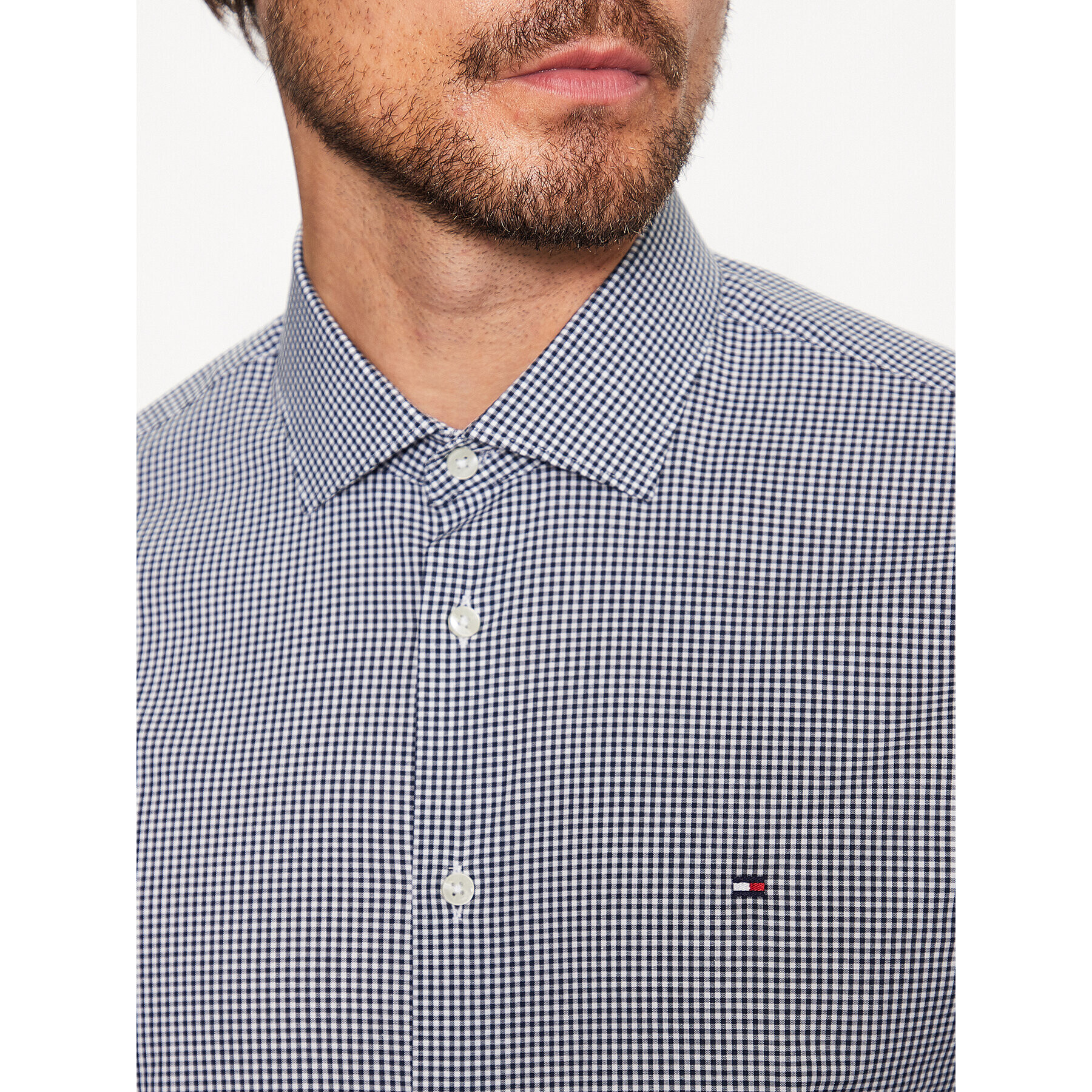 Tommy Hilfiger Риза Mini Gingham MW0MW31845 Тъмносин Slim Fit - Pepit.bg