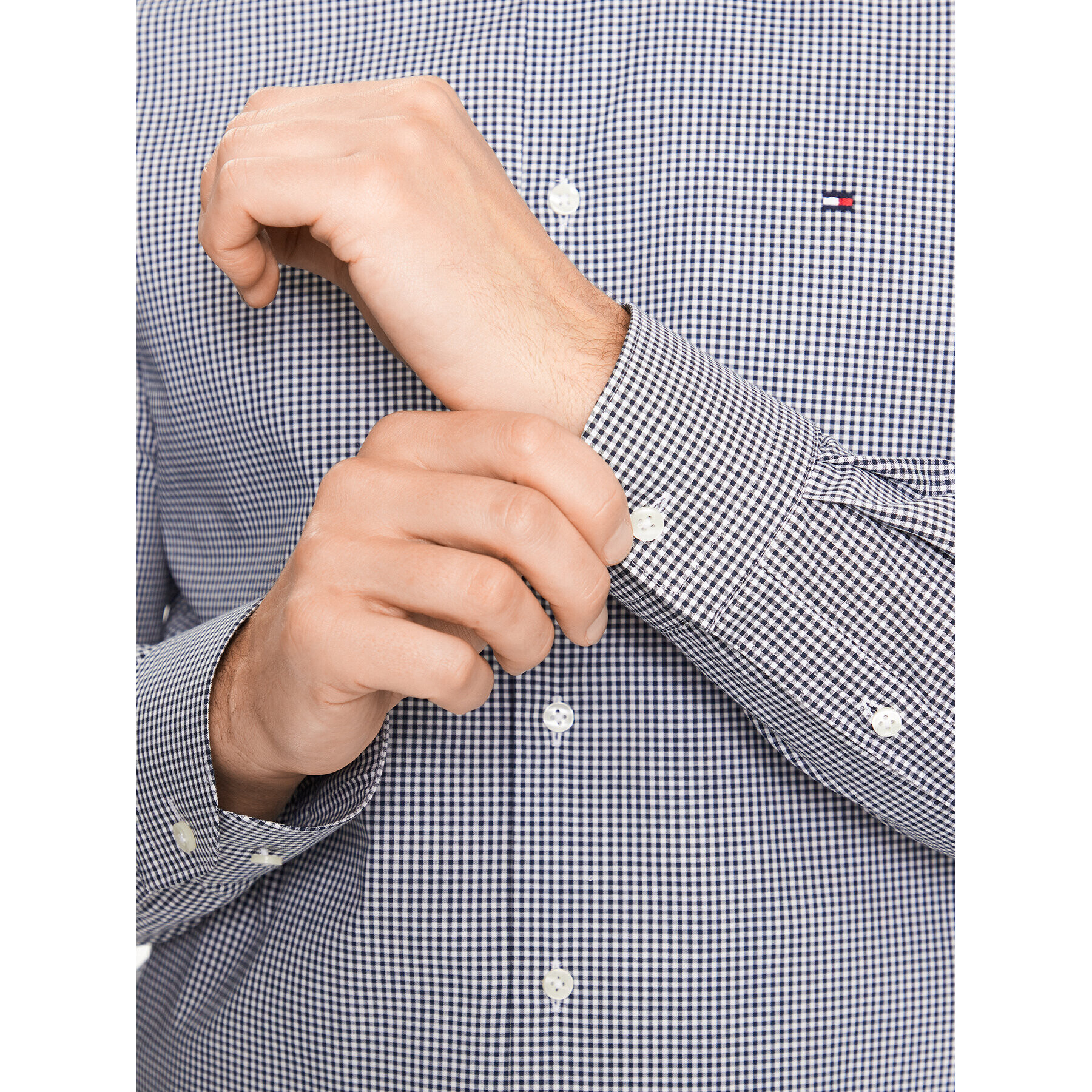 Tommy Hilfiger Риза Mini Gingham MW0MW31845 Тъмносин Slim Fit - Pepit.bg