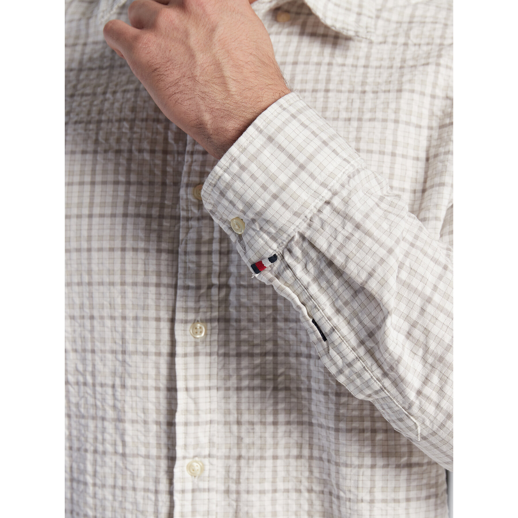 Tommy Hilfiger Риза Multi Gingham MW0MW28326 Бежов Slim Fit - Pepit.bg