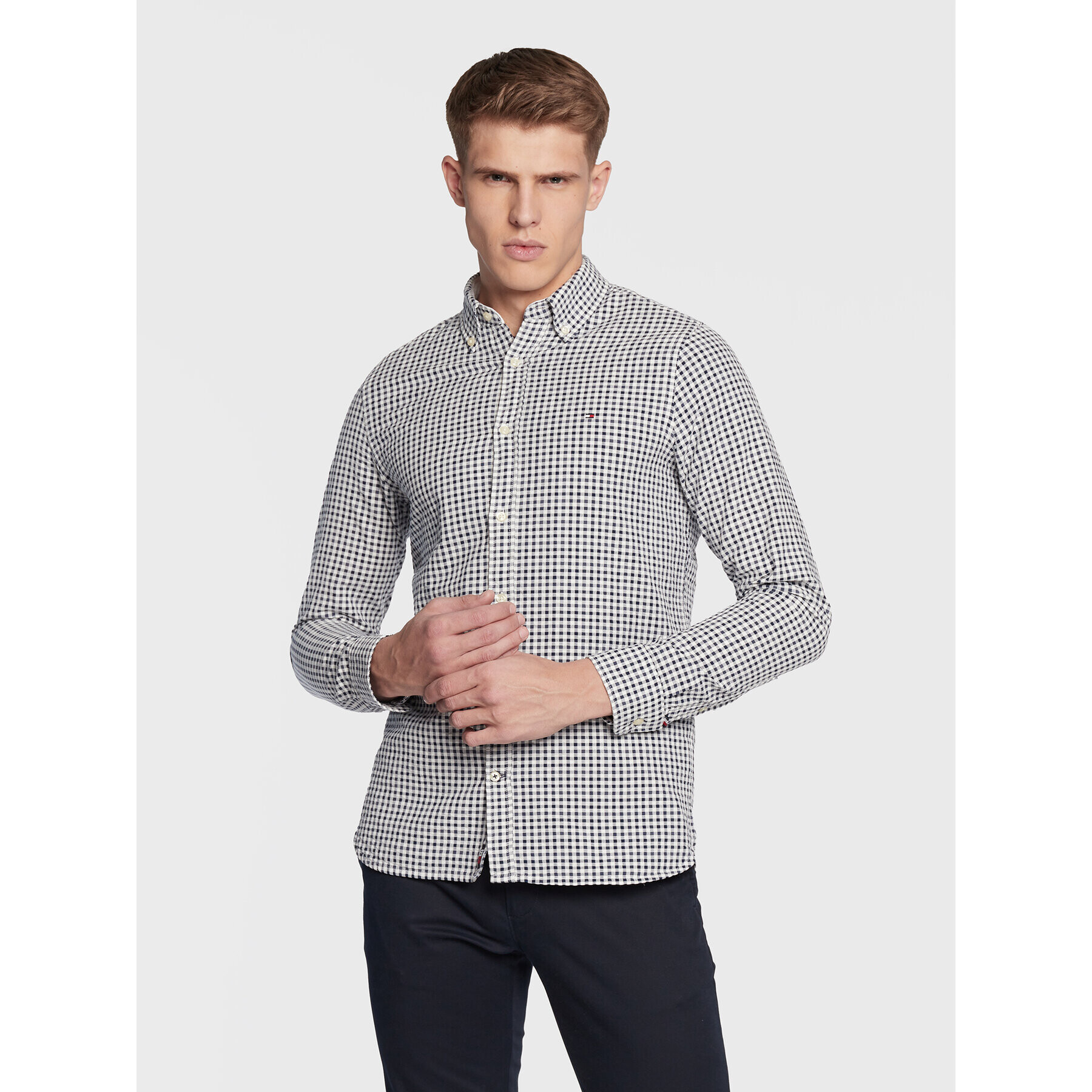 Tommy Hilfiger Риза Multi Gingham MW0MW28326 Бял Slim Fit - Pepit.bg